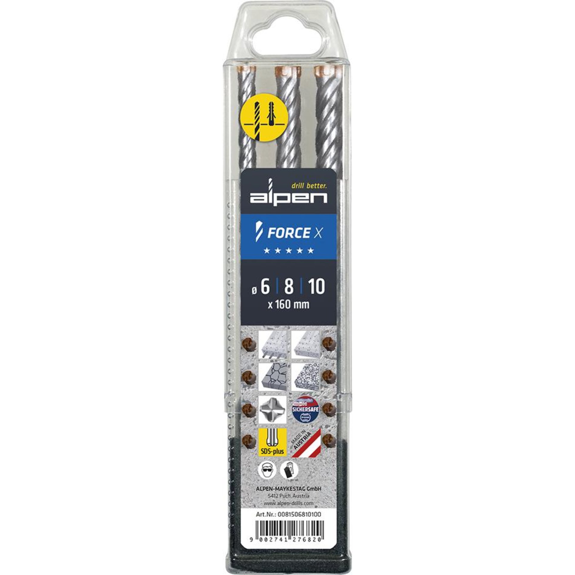 SDS-plus-Bohrer FORCE X 3-teilig 160 mm Alpen