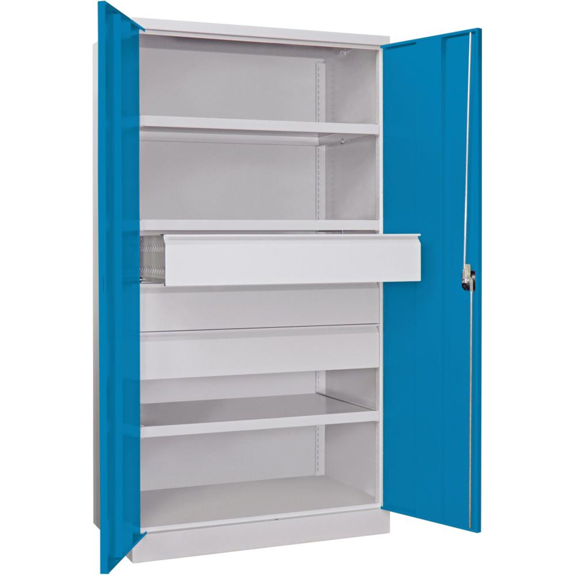 Schwerlastschrank m.TürenH1950xB1040xT630 mm 3 FB, SL 3 x FH 175 mm RAL 7035
