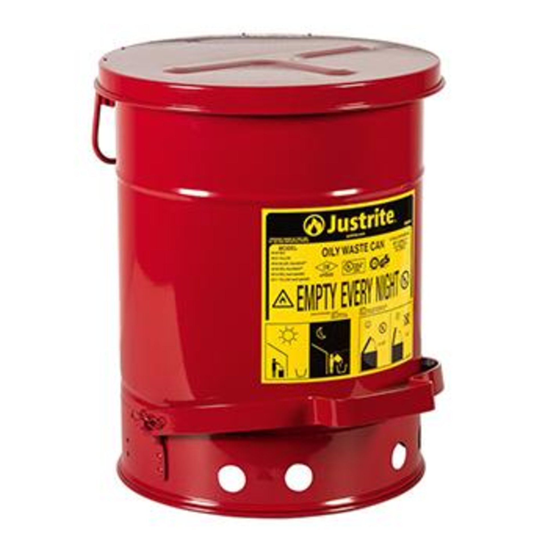 Öl-Entsorgungsbehälter für brennbare Abfälle rot, 23l, mit Fußtritt gedämpft, 302x403x302 mm