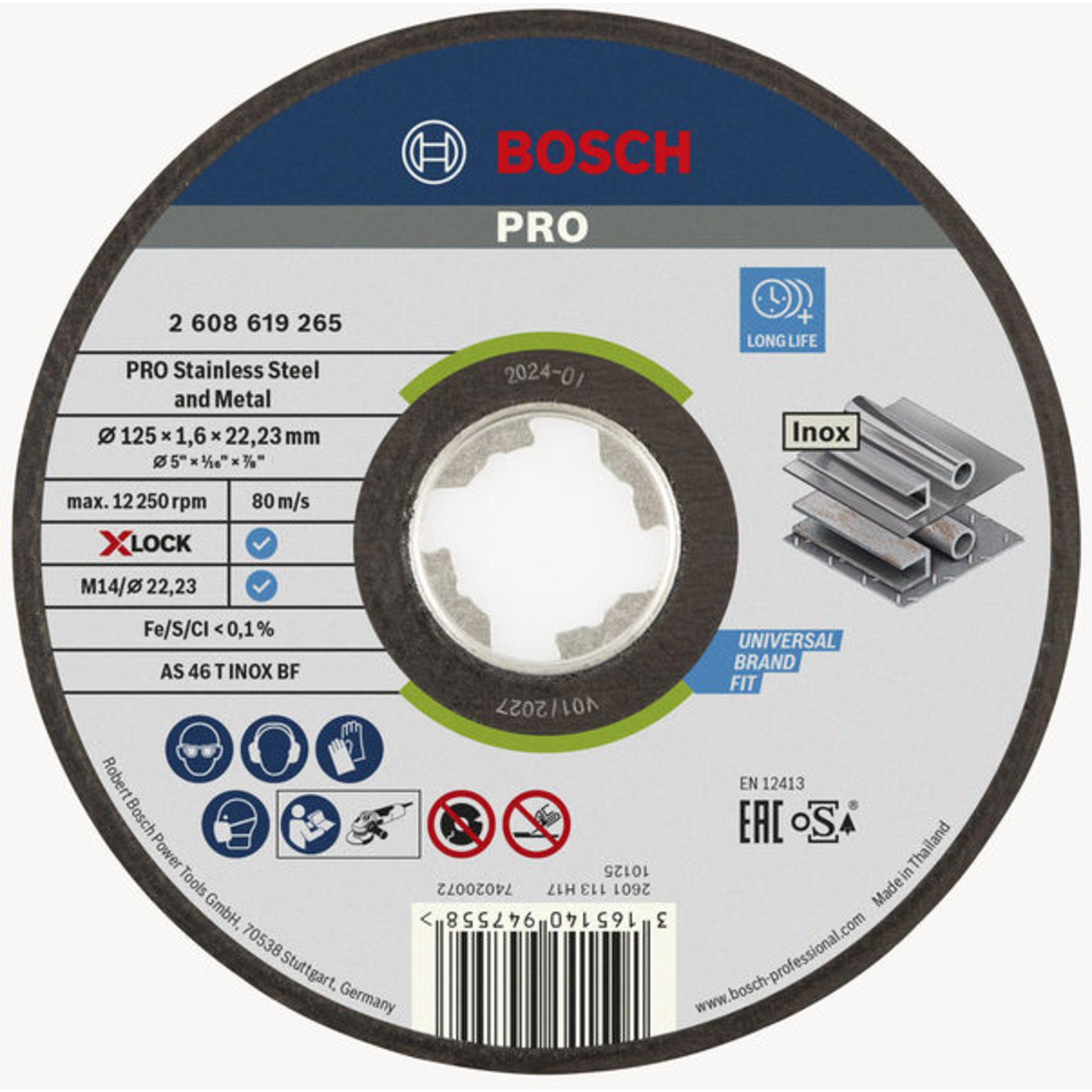 PRO Stainless Steel and Metal X-Lock Trennscheibe, 125 x 1.6 x 22.23 mm, gerade