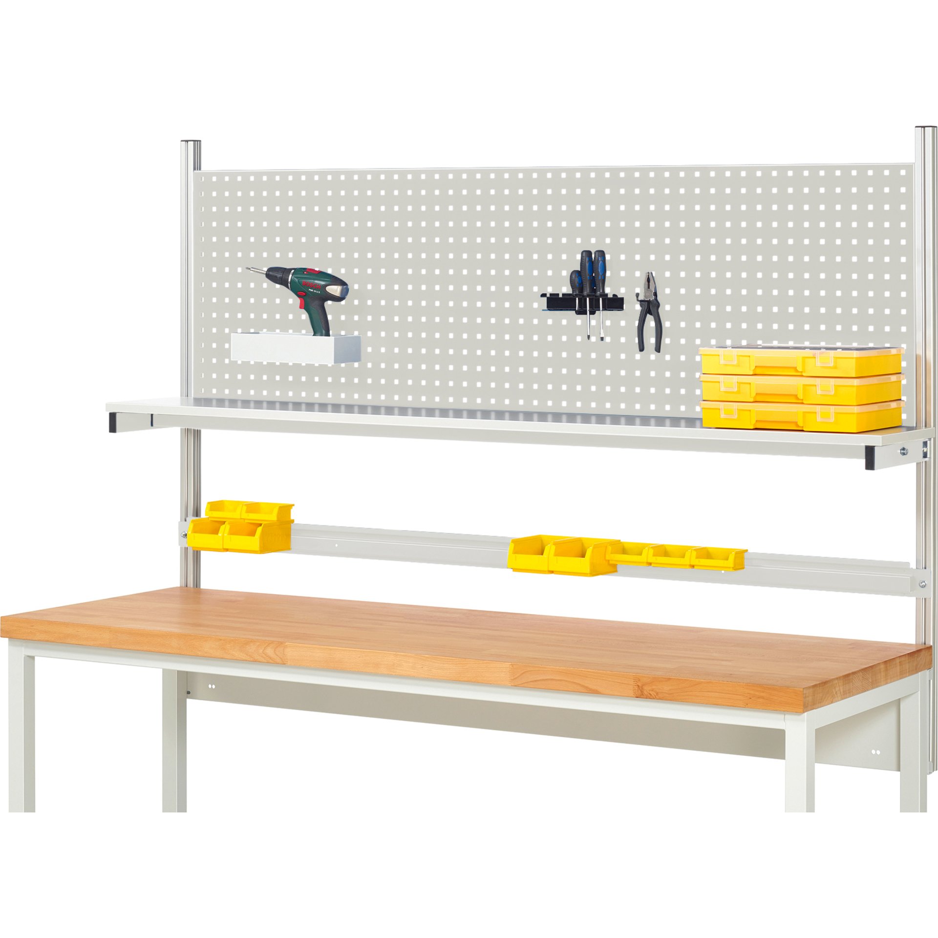 System-Aufbau - Komplettset 01, für Produktbreite 2000 mm, RAL7035/RAL7035