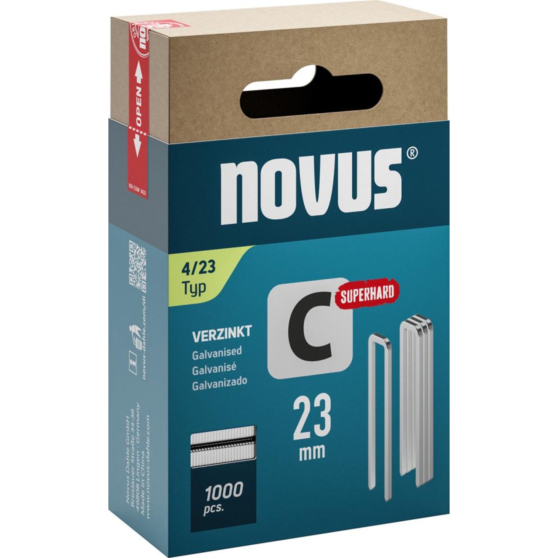 Schmalrückenklammer C Typ 4/23 mm Novus VE à 1000 Stück