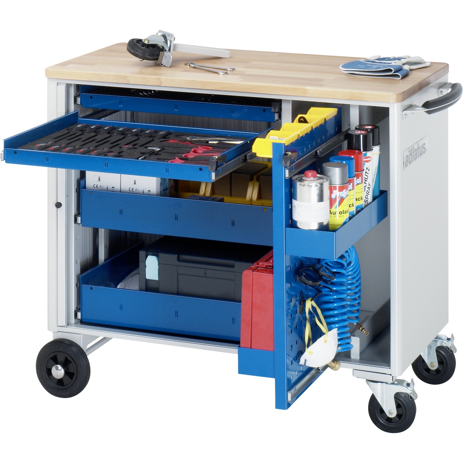 Werkzeugwagen 10240, B1025xT520xH890mm, 4xSchublade-VA, 1xLWA, Buche-Top-25mm