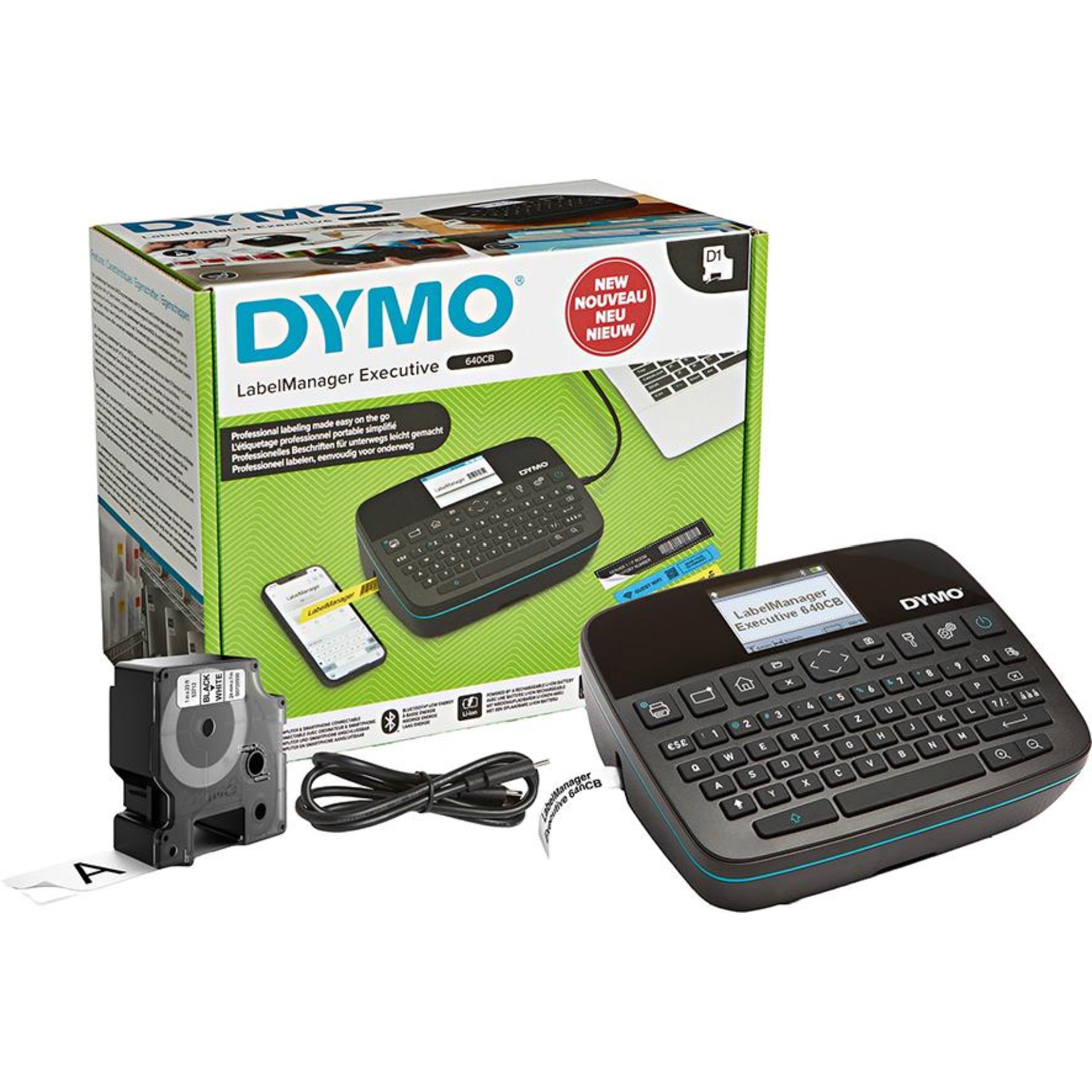 DYMO LabelManager Exectiv640 CB D1-Bänder bis 24mmm. Li.Io.-Akku, Bluetooth