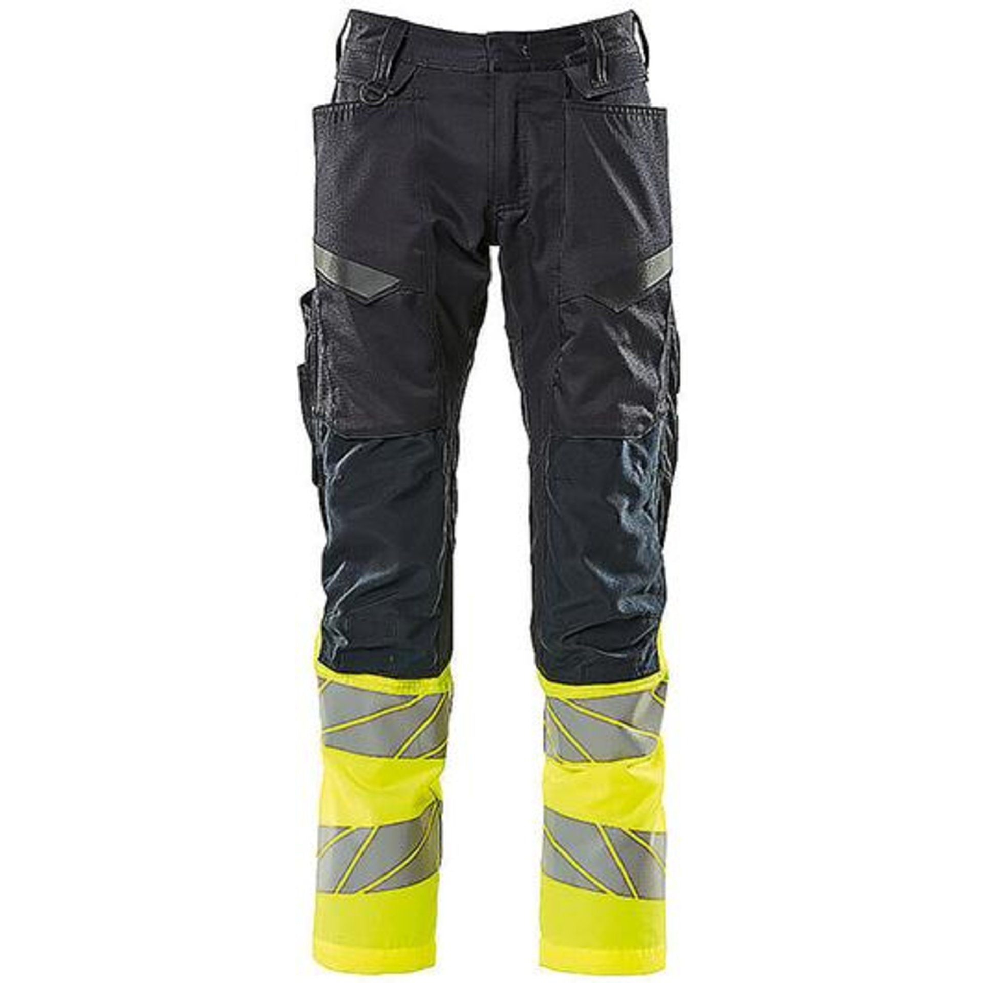 Hose mit Knietaschen, schwarzblau/warngelb, 90C58 Mascot