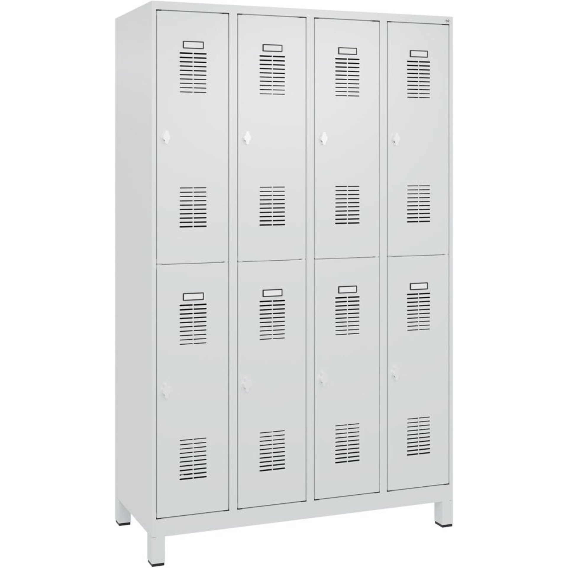 FORMAT Garderobenschrank B1200xT500xH1950 mm RAL7035/7035, 4x2 Abteileu. Füße (Selbstmontage)