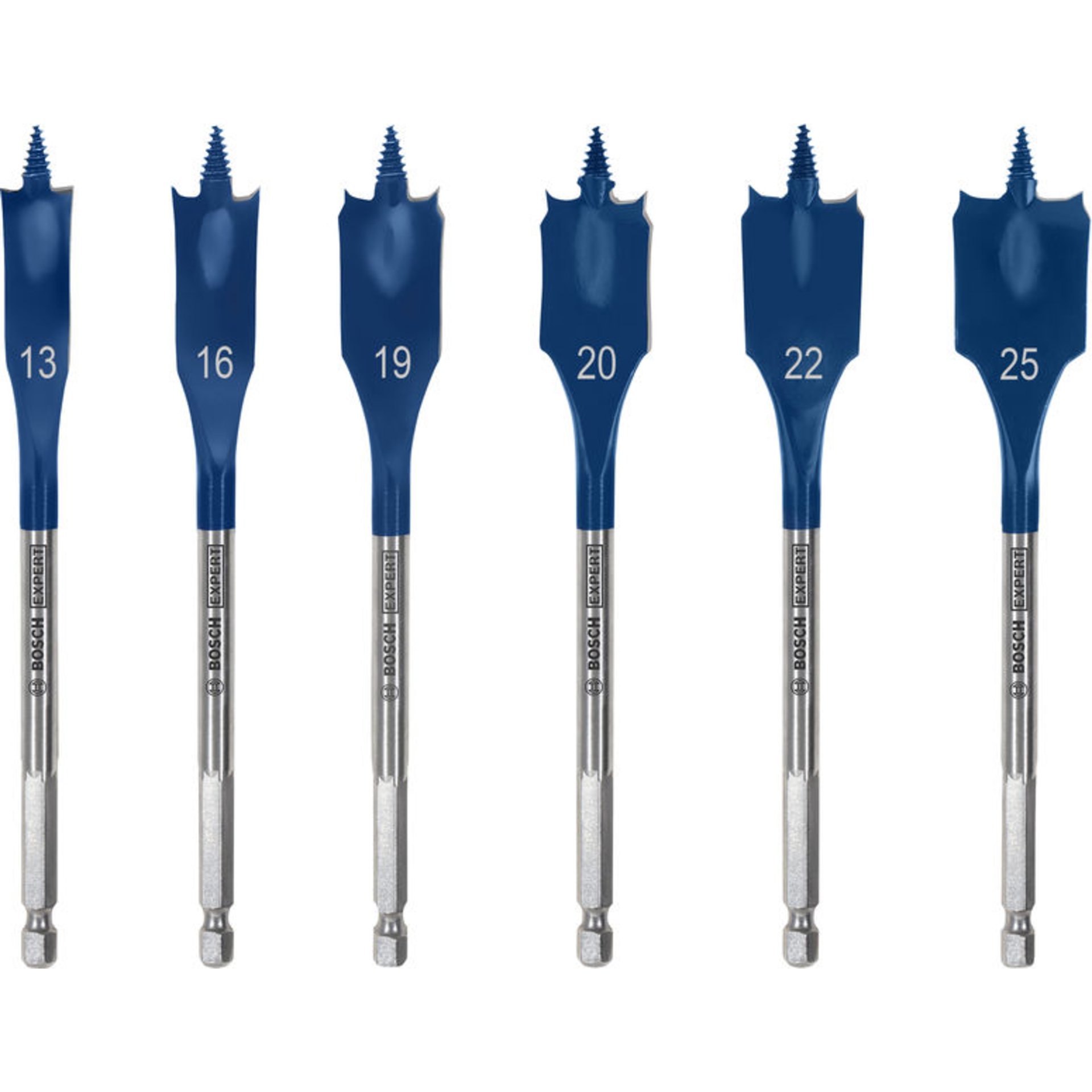 EXPERT Self Cut Speed Flachfräsbohrer-Set, 13/16/19/20/22/25/25, 6-tlg.