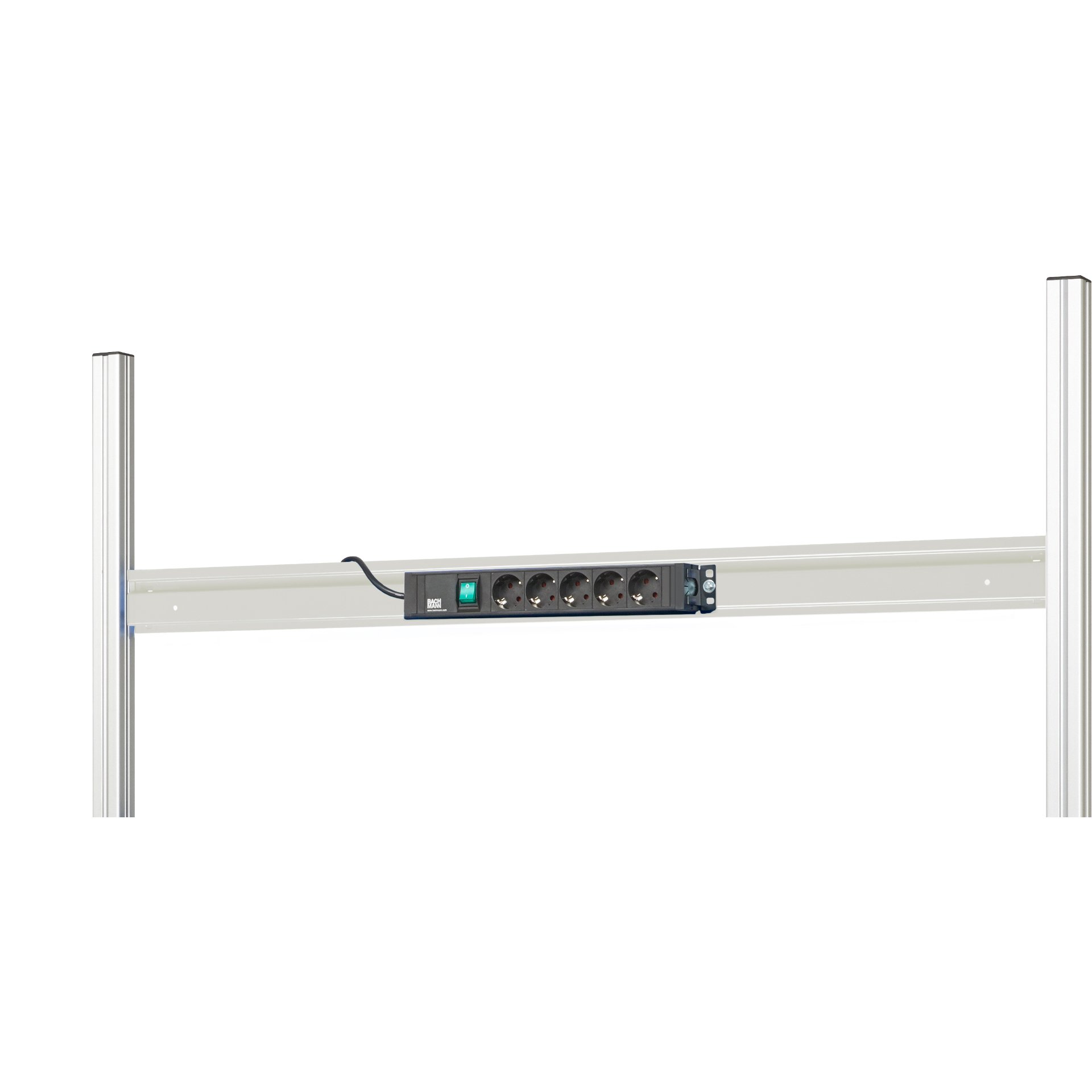 Energieleiste mit Halteschiene, B1000xT85xH80mm, RAL7035