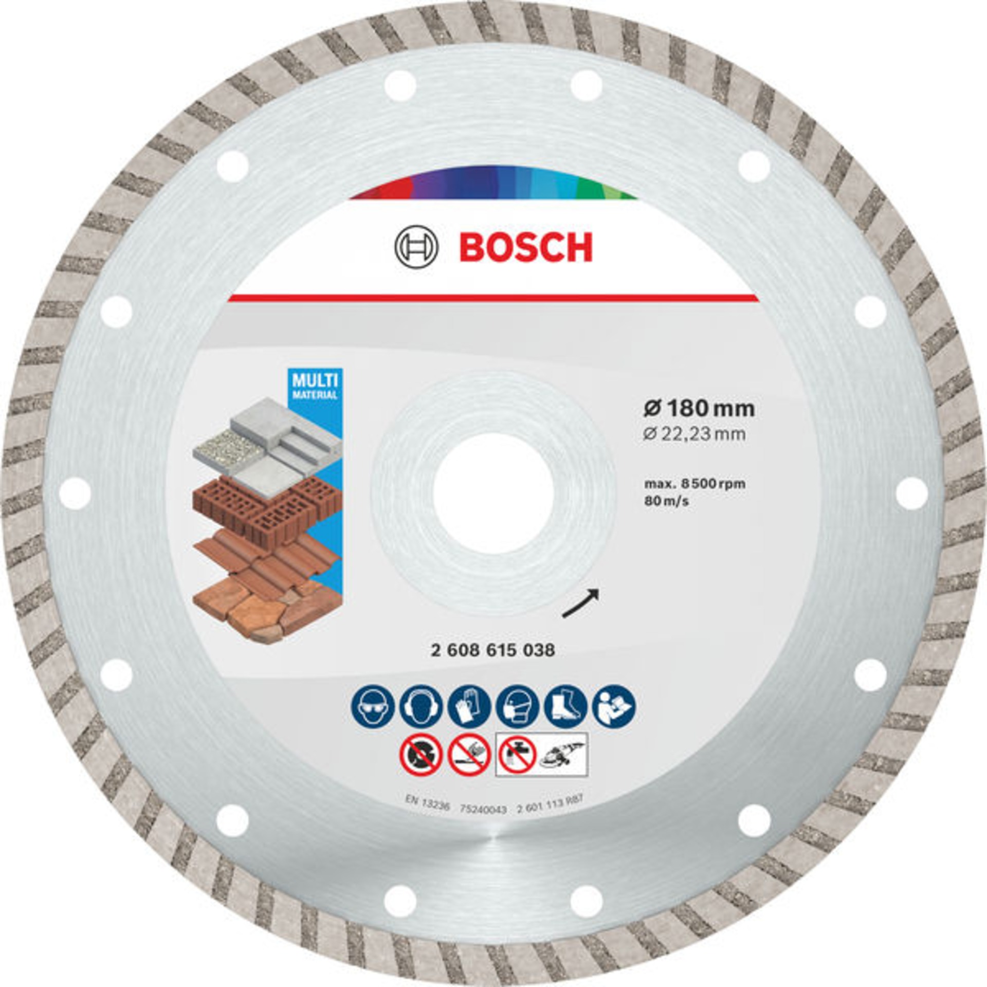 Multi Material Turbo Diamond Trennscheibe, 180 x 22.23 x 7 mm, 10 Stk.