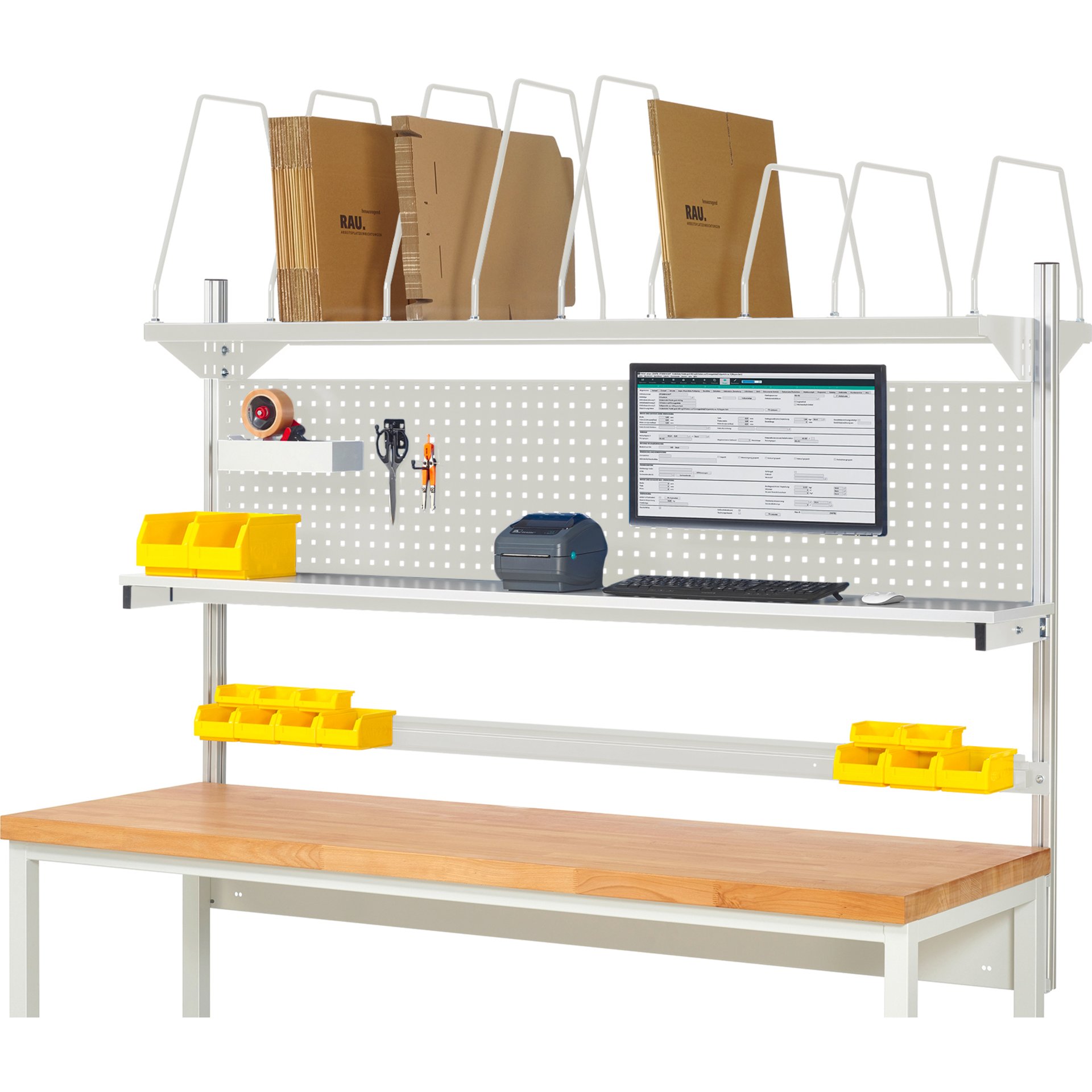 System-Aufbau - Komplettset 03, für Produktbreite 2000 mm, RAL7035/RAL7035