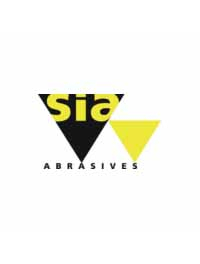 sia Abrasives Logo – das Logo zeigt zwei nebeneinanderliegende, nach unten zeigende Dreiecke. Das linke Dreieck ist schwarz mit dem gelben Schriftzug „sia