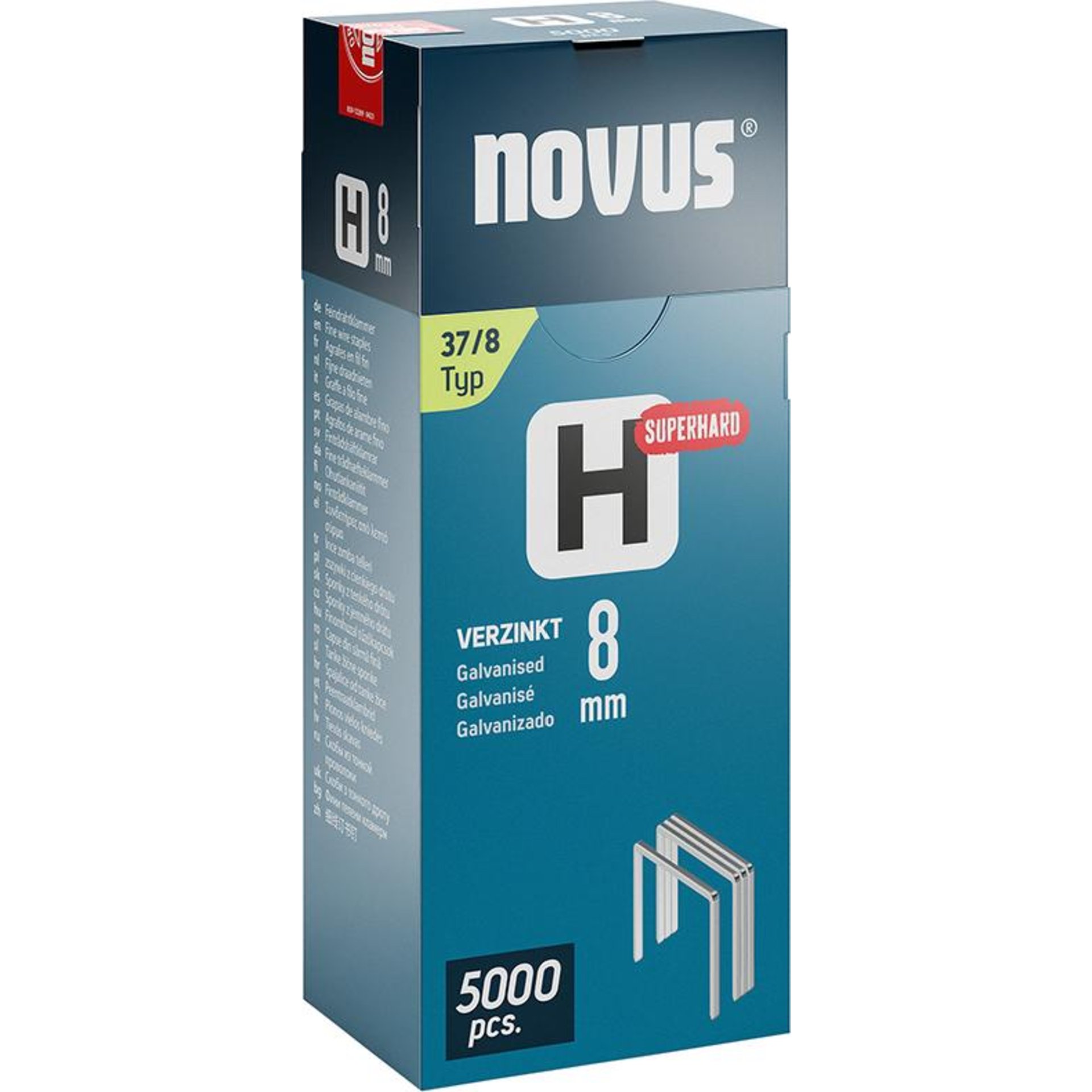 Feindrahtklammer H Typ 37/8 mm zn Novus VE à 5000 Stück