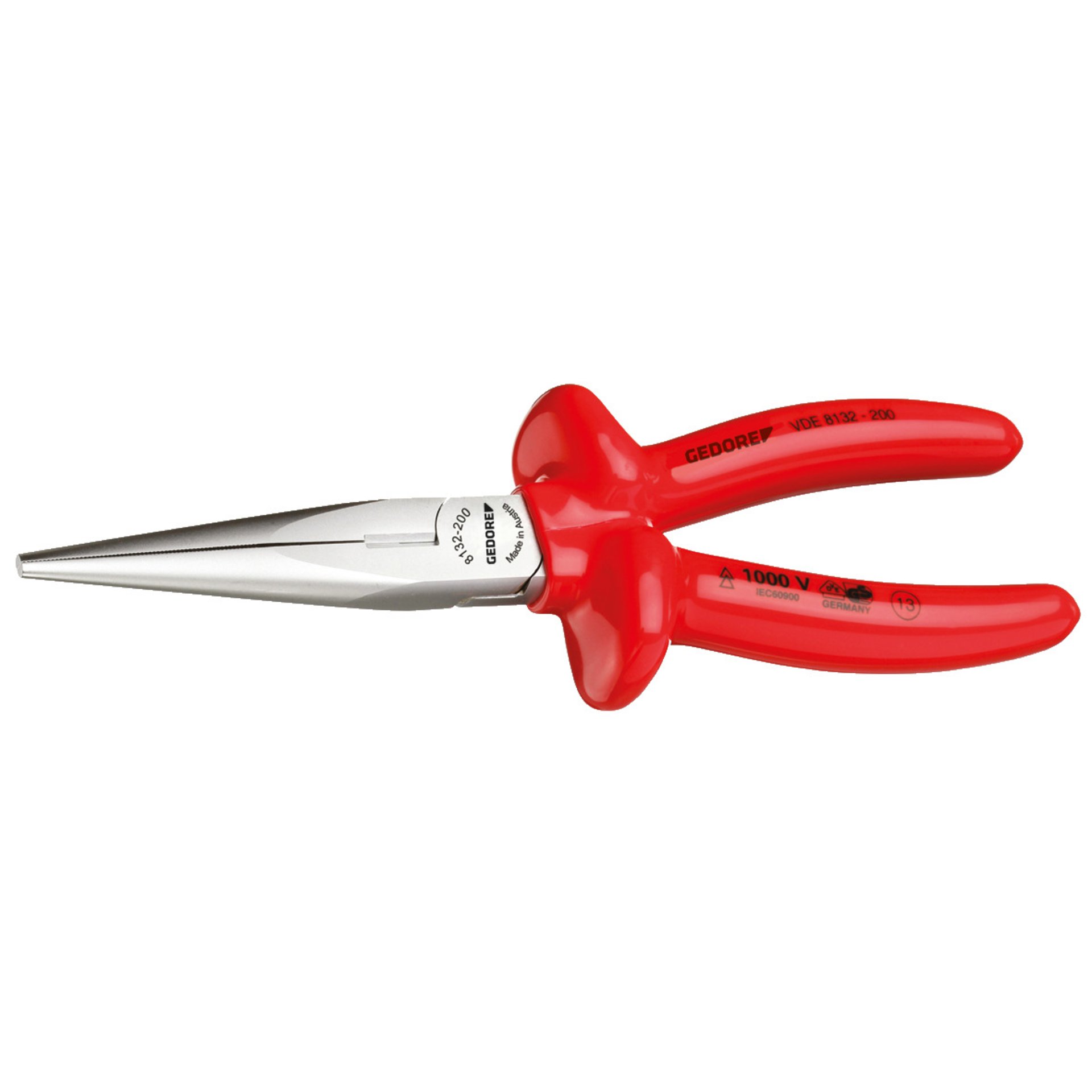 VDE 8132-160 VDE-Flachrundzange mit Tauchisolierung 160 mm