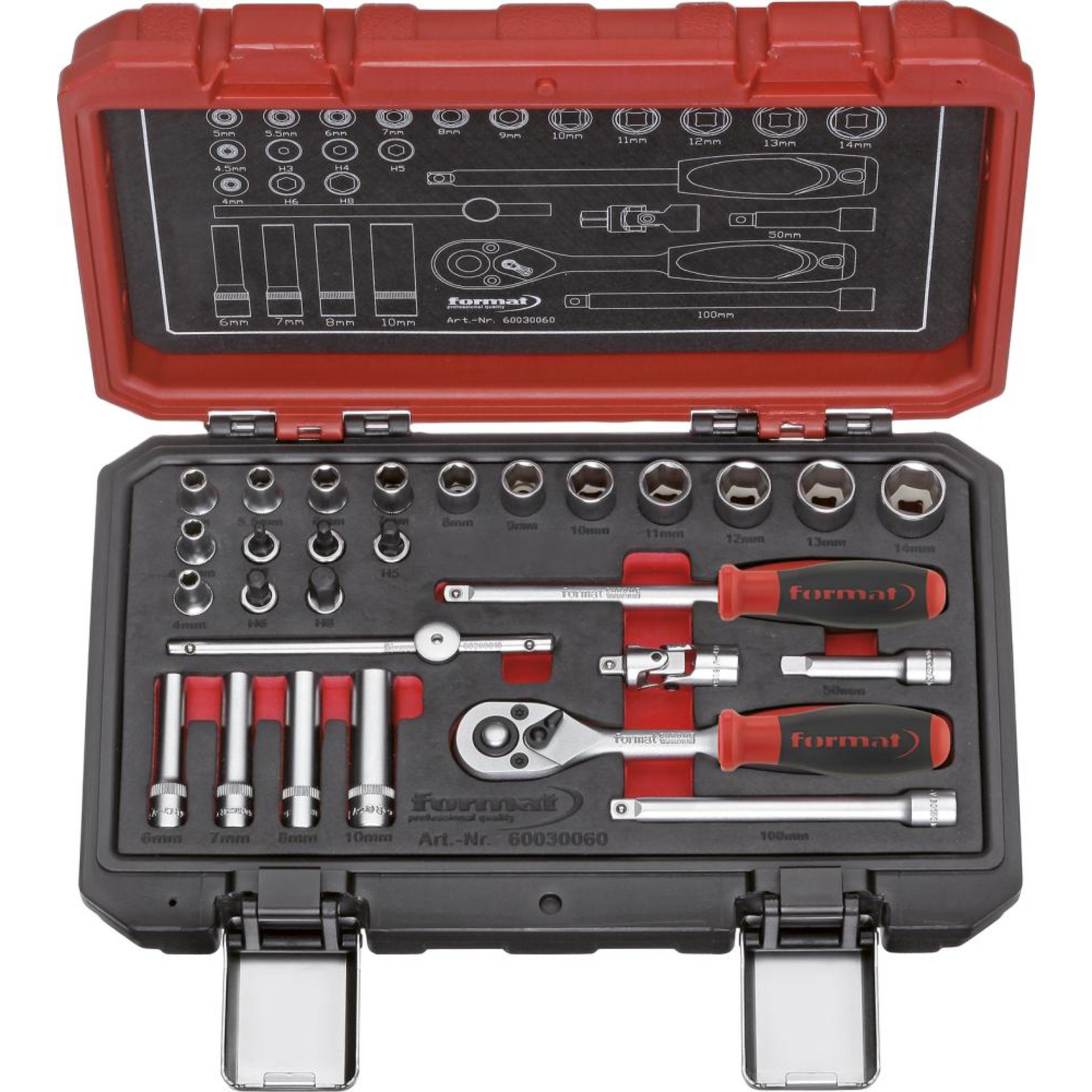 Steckschlüssel-Satz 1/4" 28-teilig in Kunststoffbox FORMAT