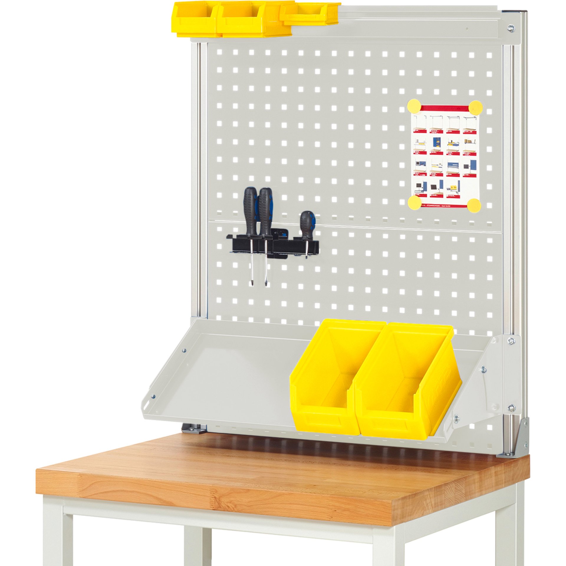 System-Aufbau (Komplettset-02 B750 mm), zur Montage auf Arbeitsplatte, RAL7035