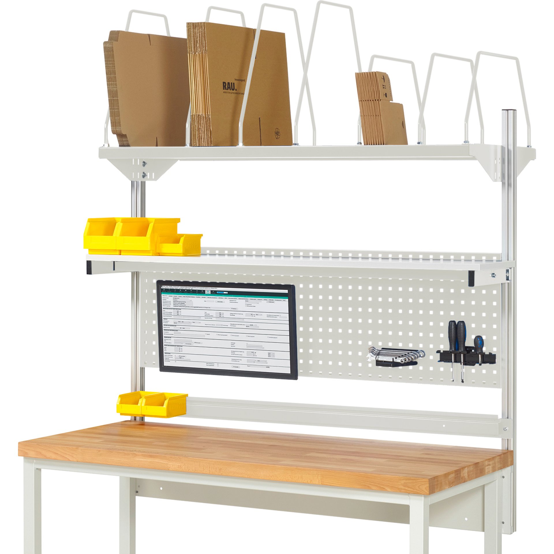 System-Aufbau - Komplettset 03, für Produktbreite 1500 mm, RAL7035/RAL7035