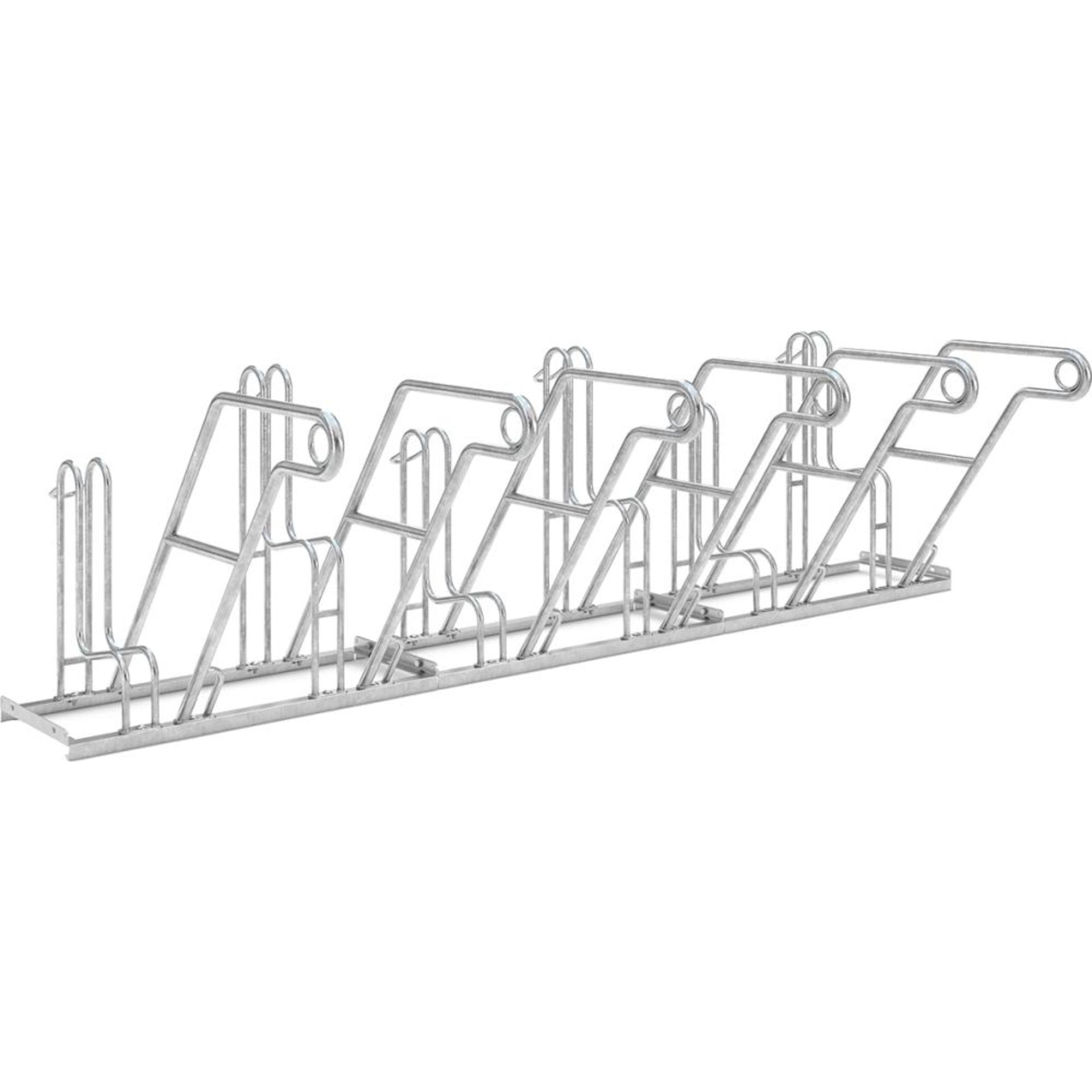 Fahrrad-Anlehnparker einseitig, verzinkt L 3000 mm, 6 Plätze Modell 4600 XBF