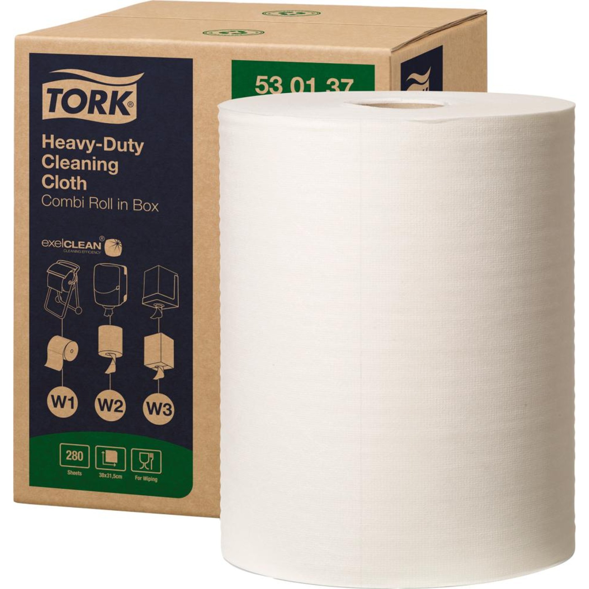 Tork Reinigungstücher Kombirolle W1/W2/W3 1 Rolle à 106m/280 Tücherweiß, Vliesstoff