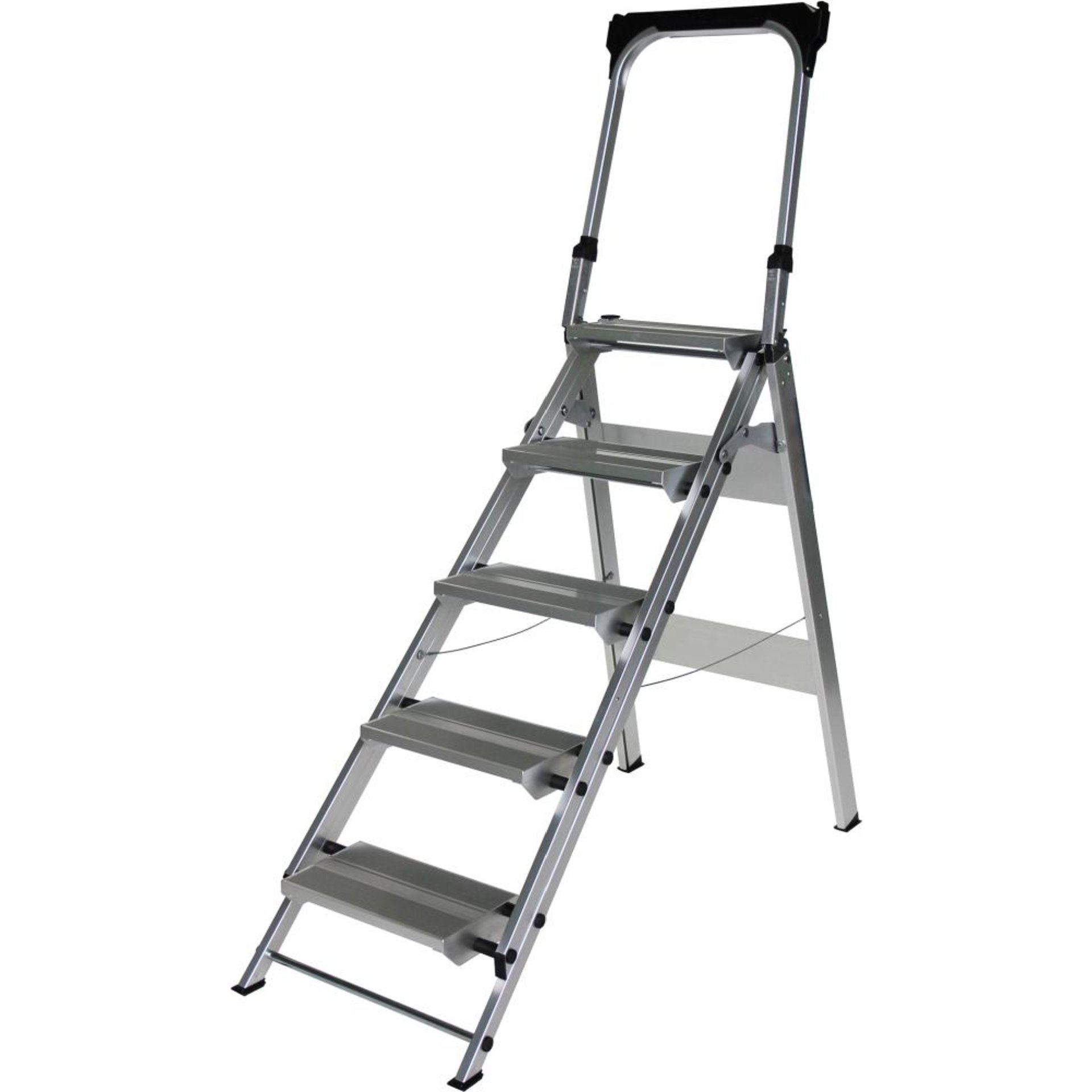 Alu-Klapptreppe 5 Stufen mit Bügel Höhe o. Stufe 1,10 m Arbeitshöhe bis 3,10 m