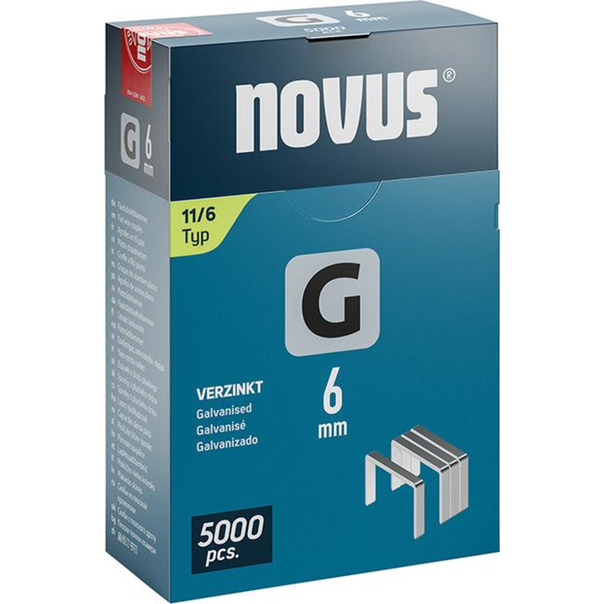 Flachdrahtklammer G Typ 11/6 mm ST Klapp-FS Novus VE à 5000 Stück