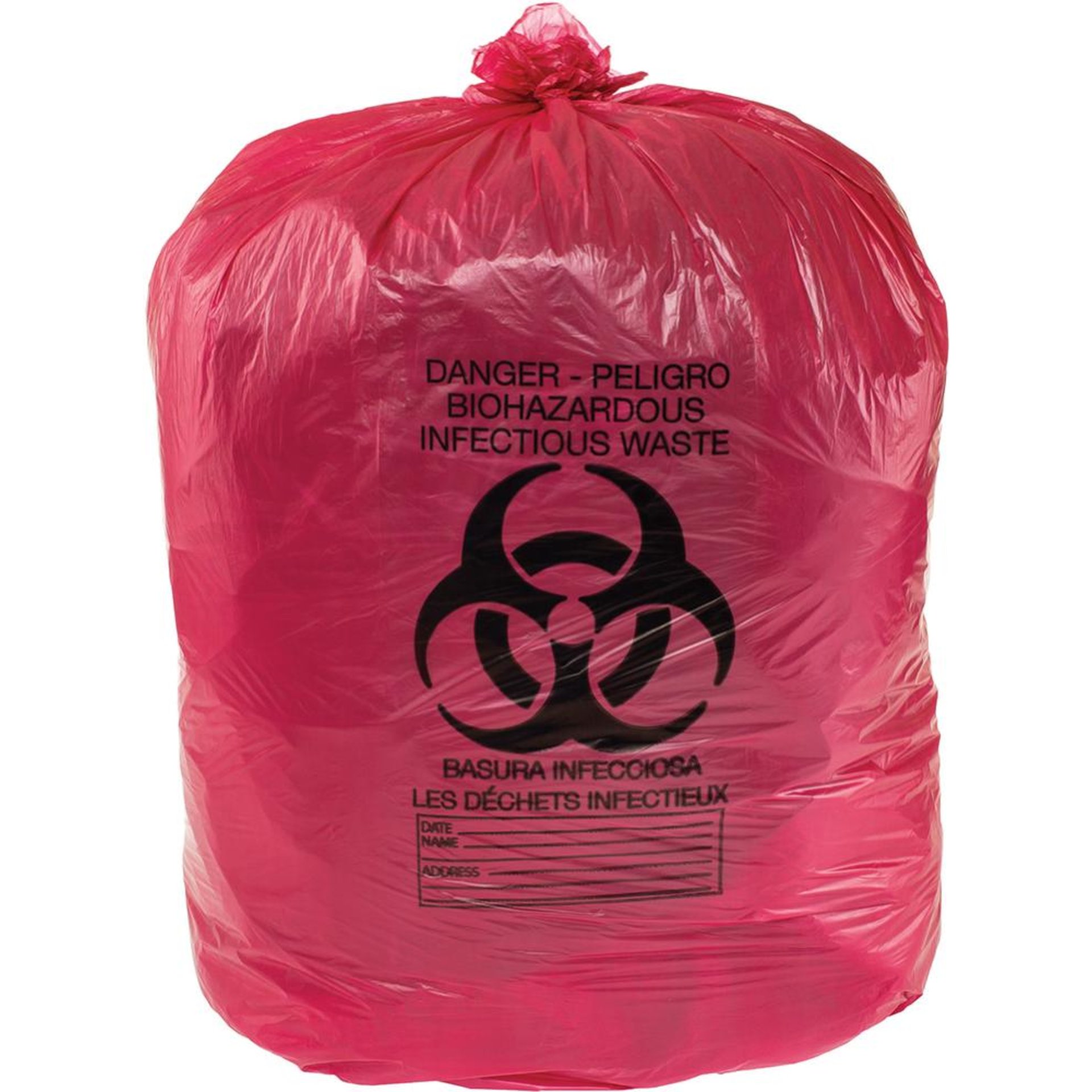 Abfallsack biogefährlich Aufdruck "BIOHAZARD" rot, 45l, VE 100 Stück 838x610 mm