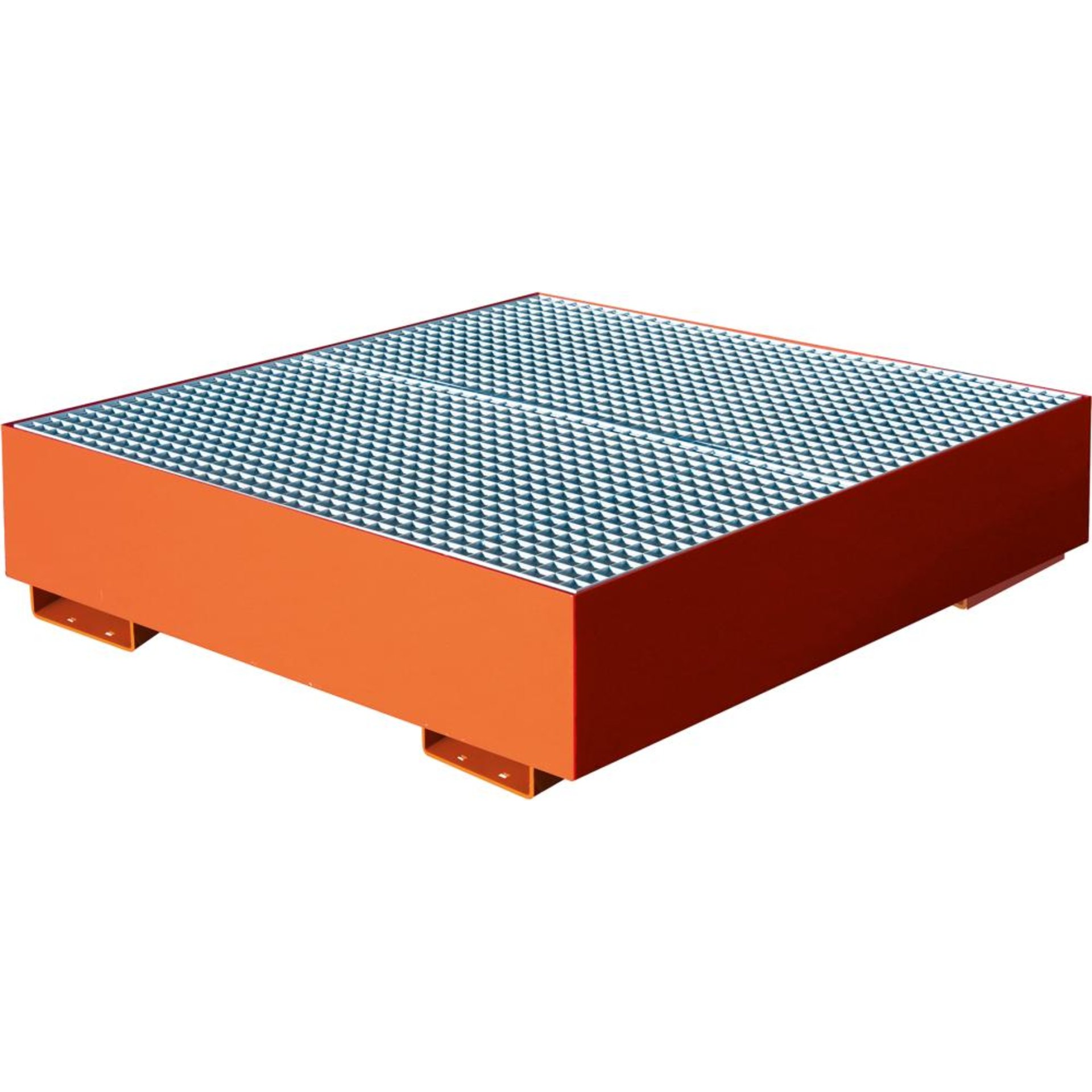 Auffangwanne mit geraden Wänden mit Gitterrost, 300 ltr. 1230x1230x360mm, RAL 2004