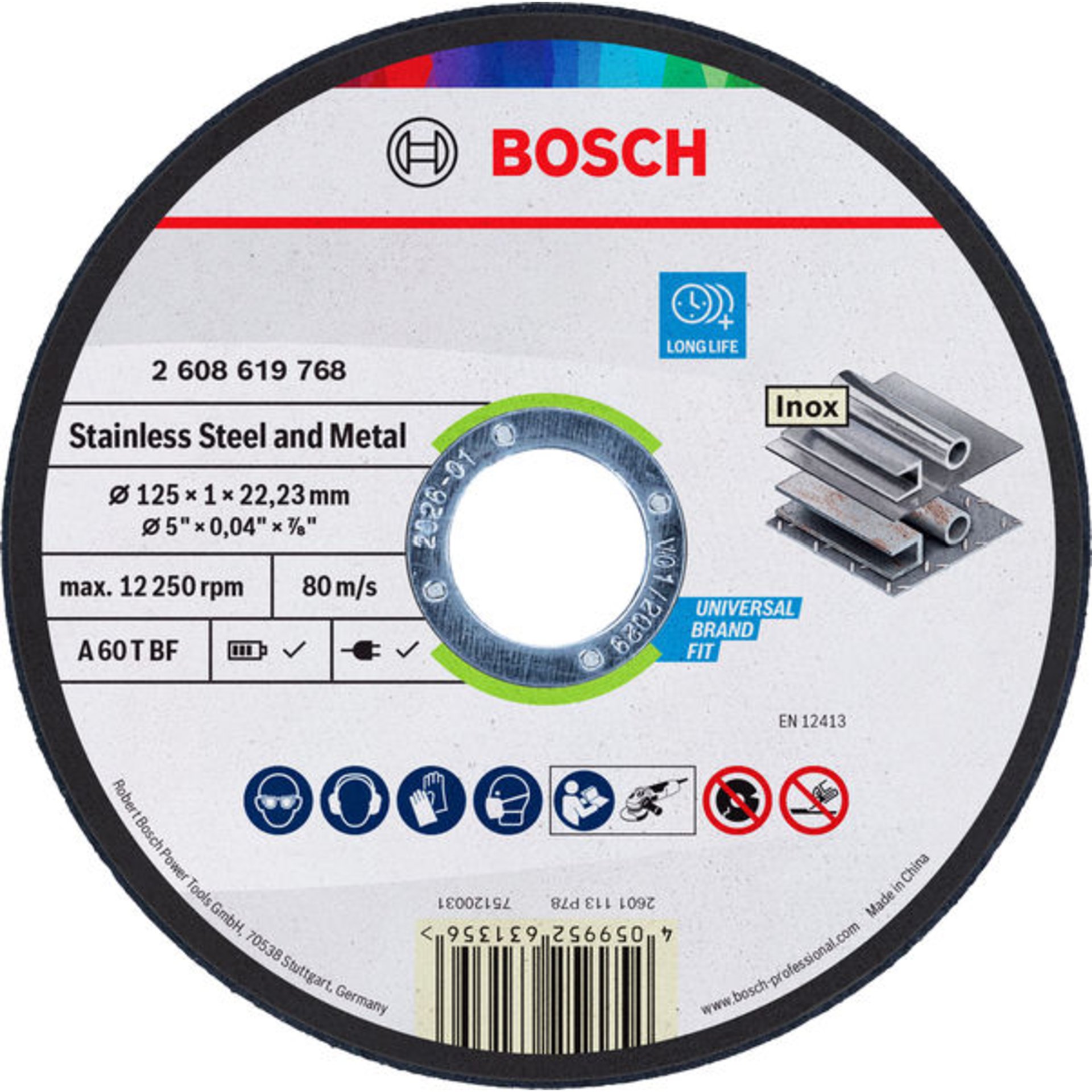 Stainless Steel and Metal Trennscheibe, 125 x 1 x 22,23 mm