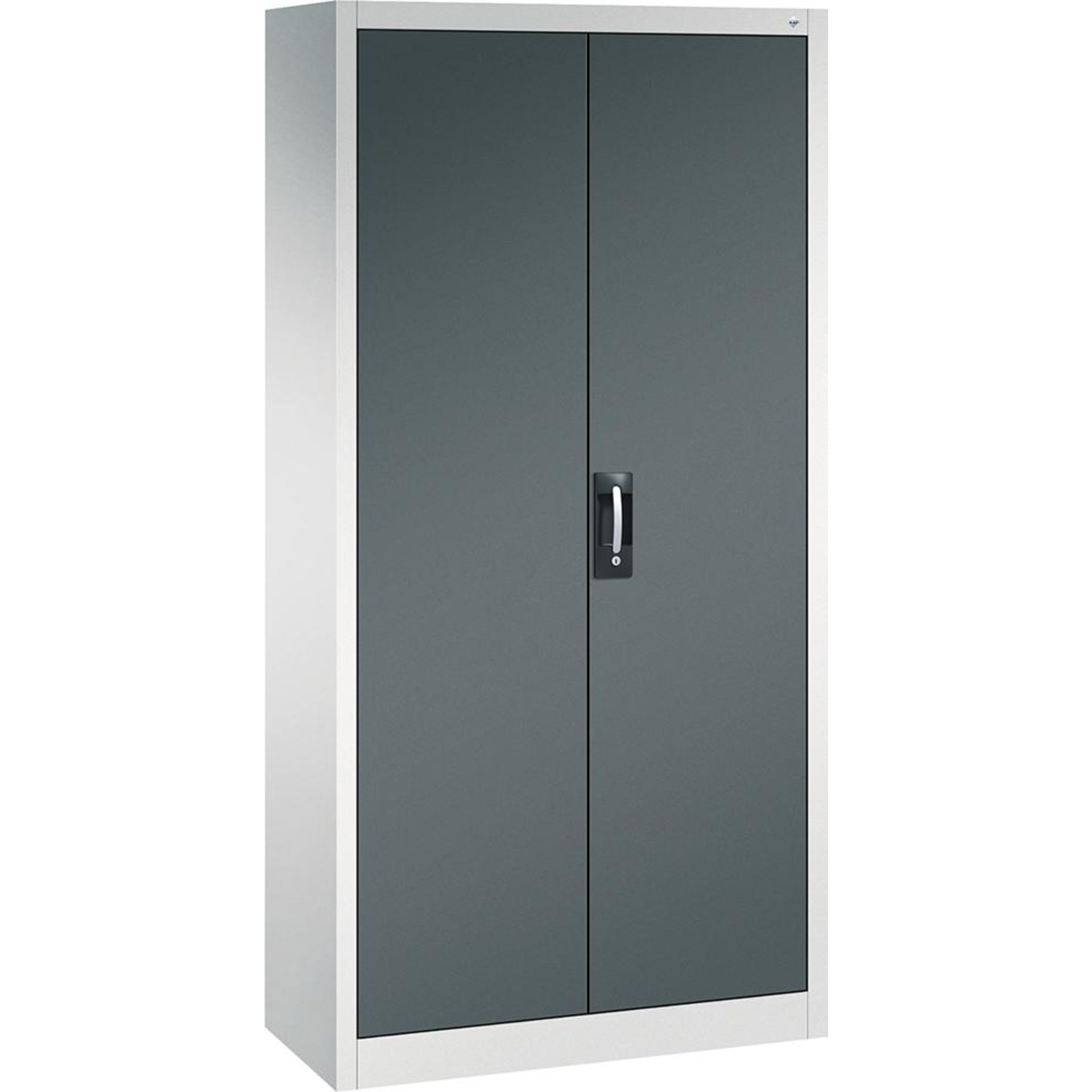 Flügeltürenschrank B930xT400xH1950 mm RAL 7035/7016,4Fachböden mit Trennwand