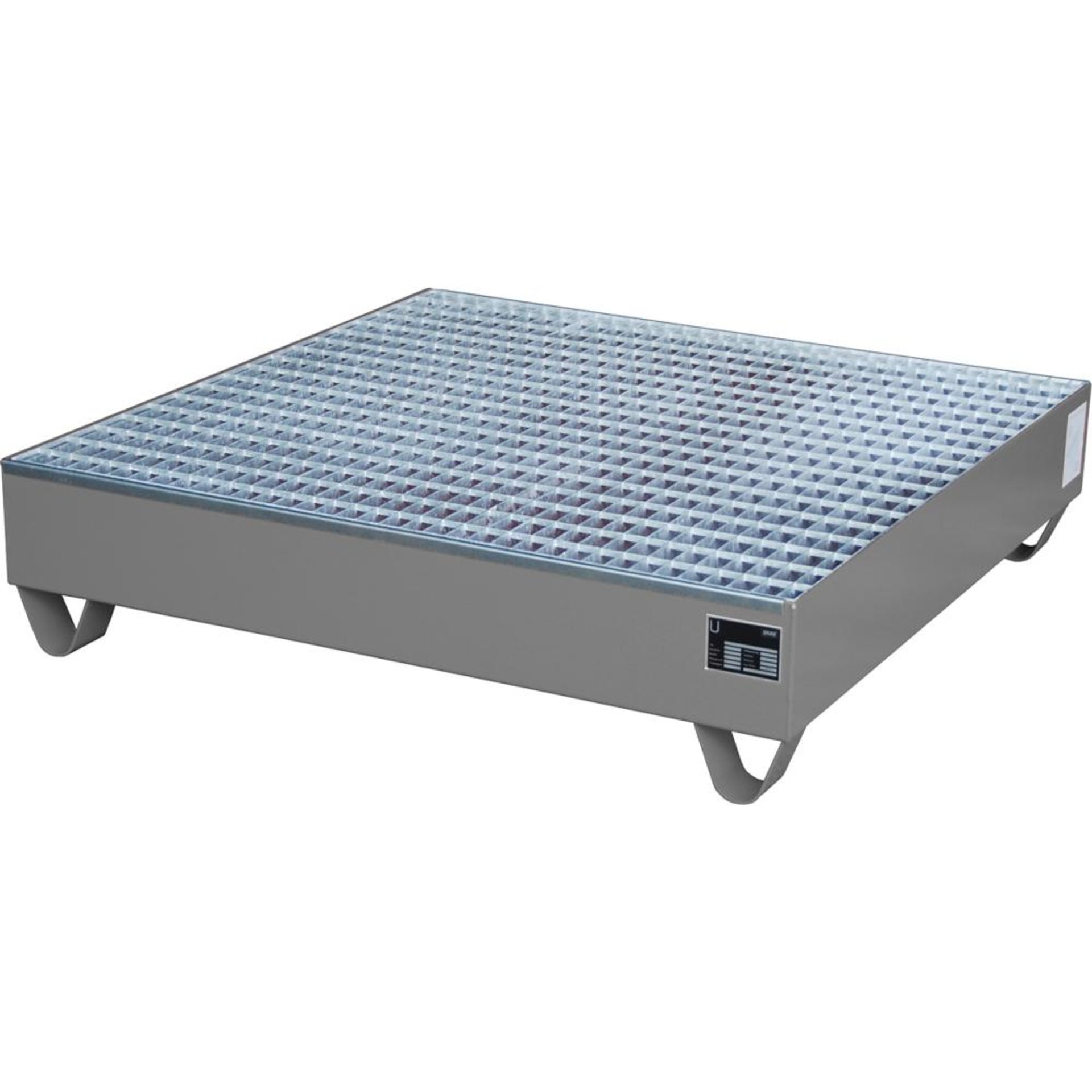 Auffangwanne mit geraden Wänden mit Gitterrost, 230 ltr. 1200x1200x285mm, RAL7005