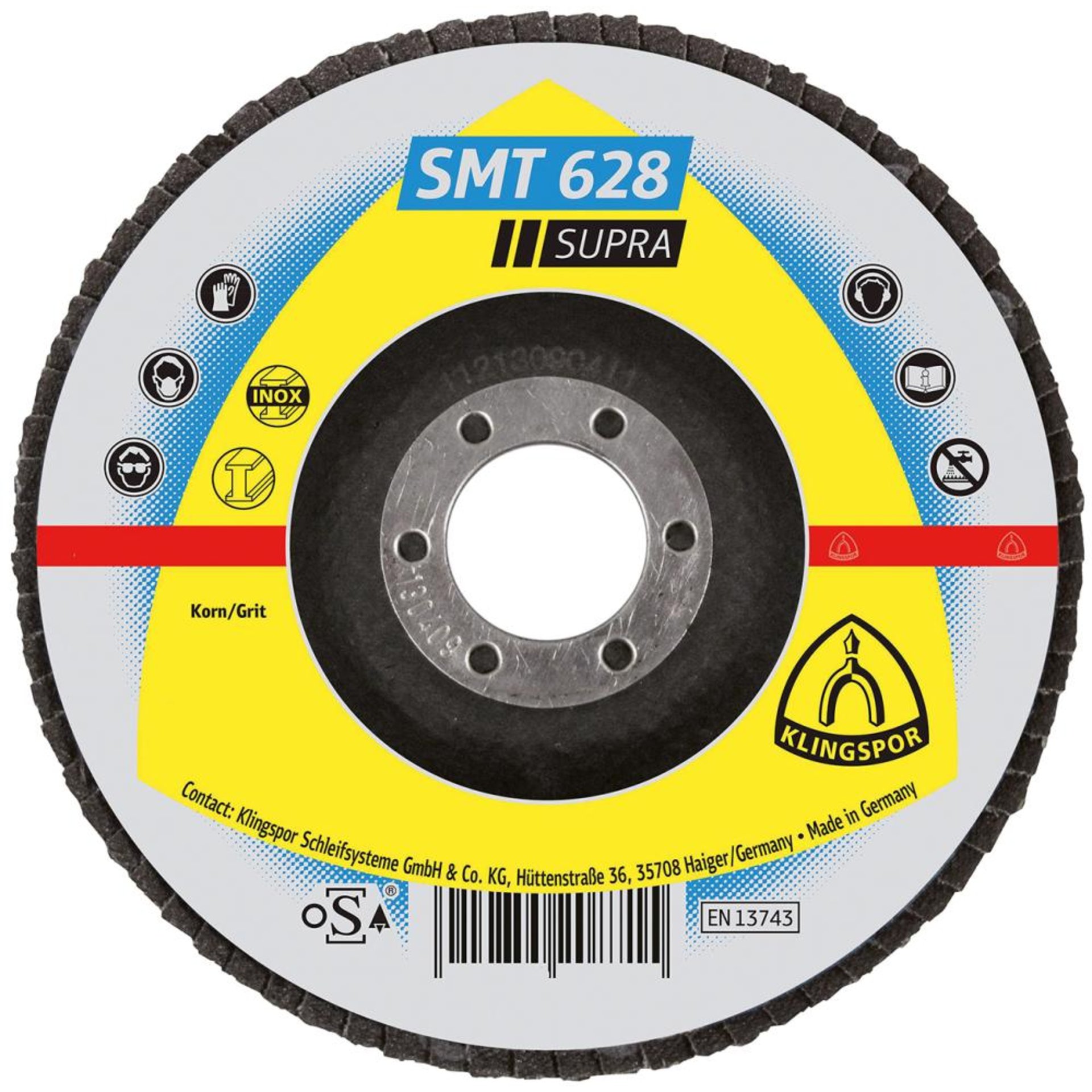 Fächerschleifscheibe SMT 628 SUPRA, Ø 125 mm, gerade