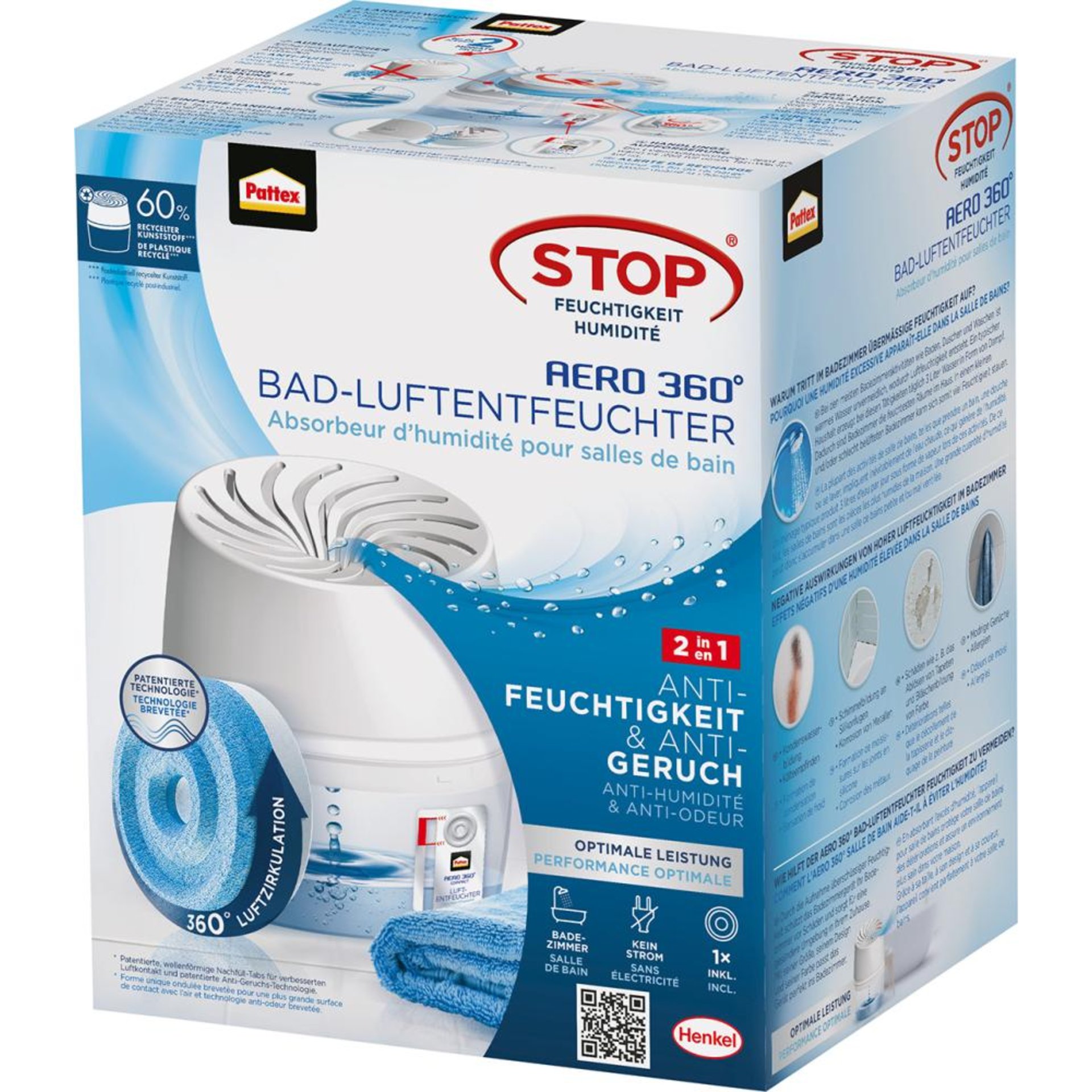 Pattex Luft-Entfeuchter Aero 360° Badgerät