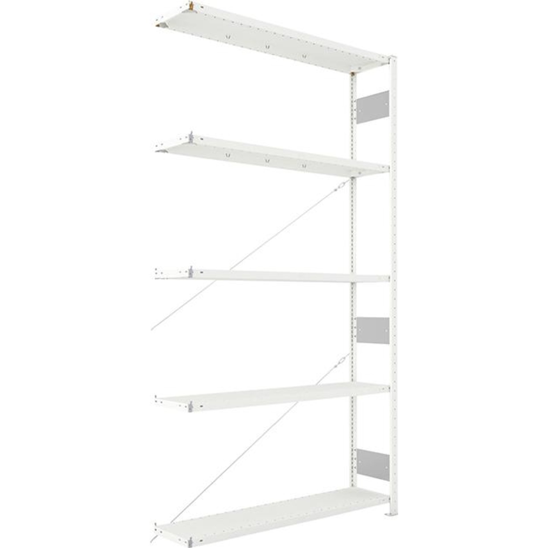 Steckregal Meta-CLIP S3 B1300xT300xH2500 mm Anbaufeld 5 Böden RAL7035 Fachlast 230kg