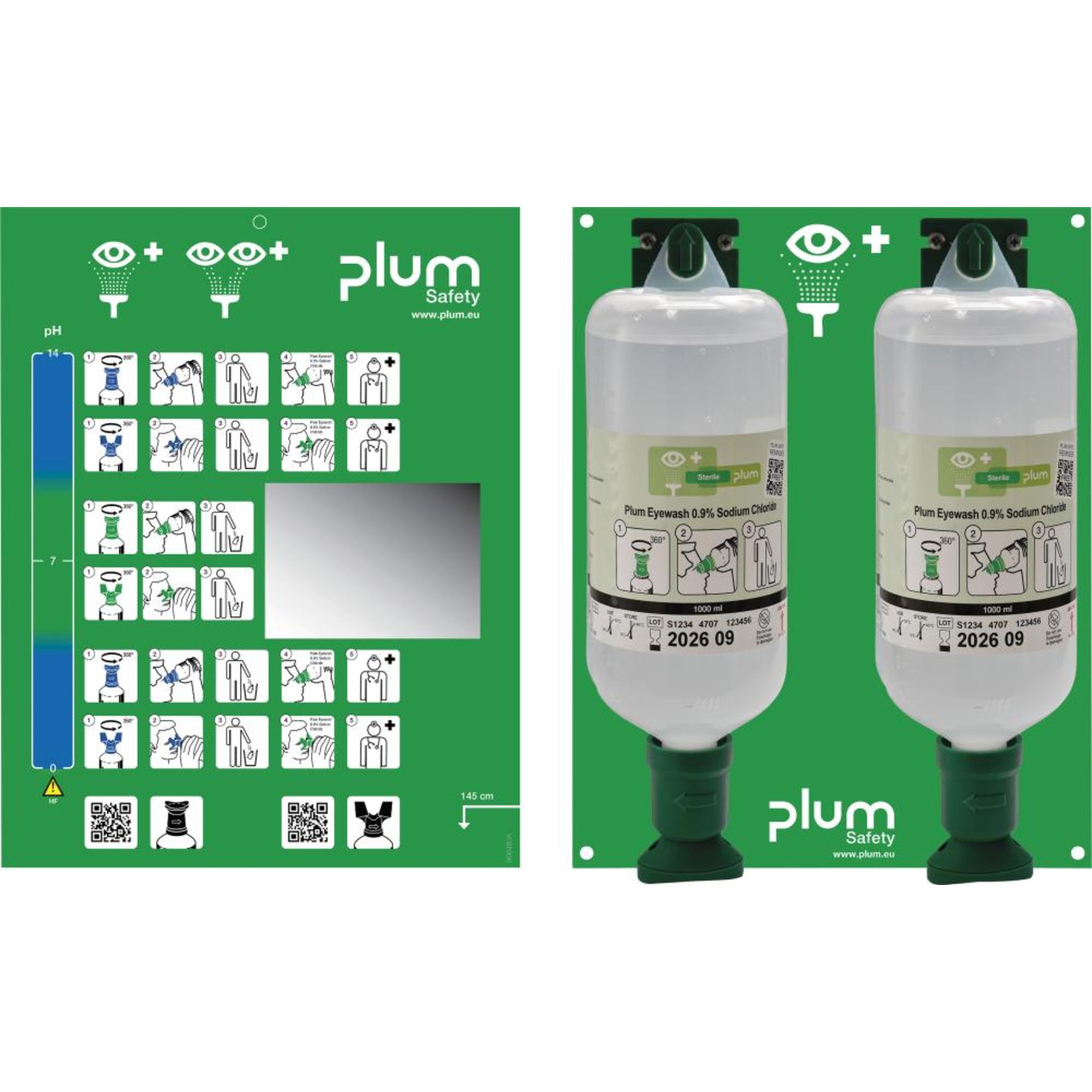Augenspülstation Maxi, 2 Flaschen, 1000ml, Natriumchloridlösung Plum