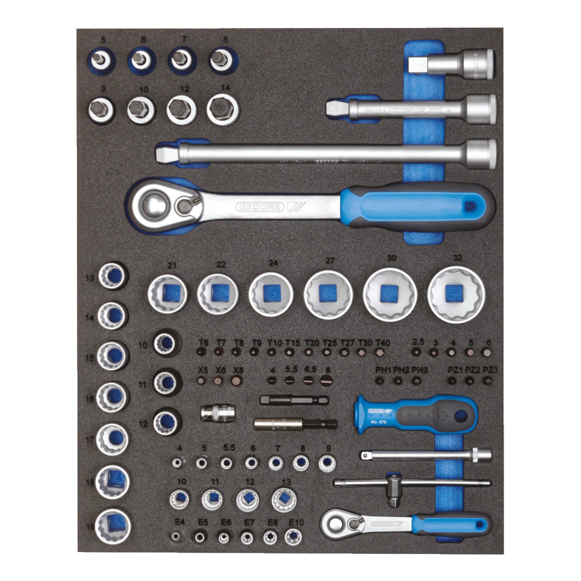TS CT2-D19-D20 Steckschlüssel-Sortiment 1/4"+1/2" in 2/4 Check-Tool-Modul