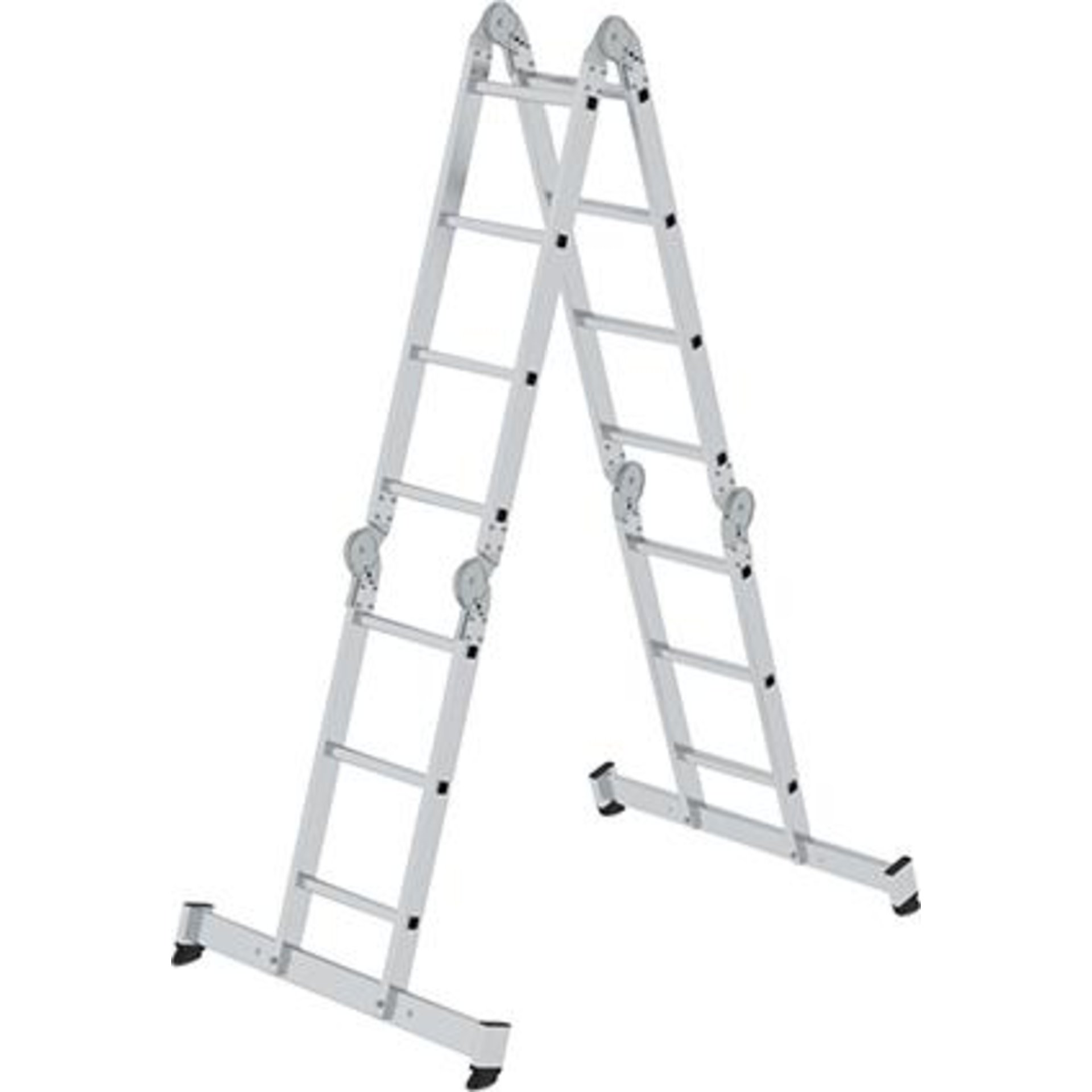 Alu-Vielzweckleiter 2x3 + 2x4 Sprossen Höhe als Bühne 0,99 m Arbeitshöhe bis 5,30 m