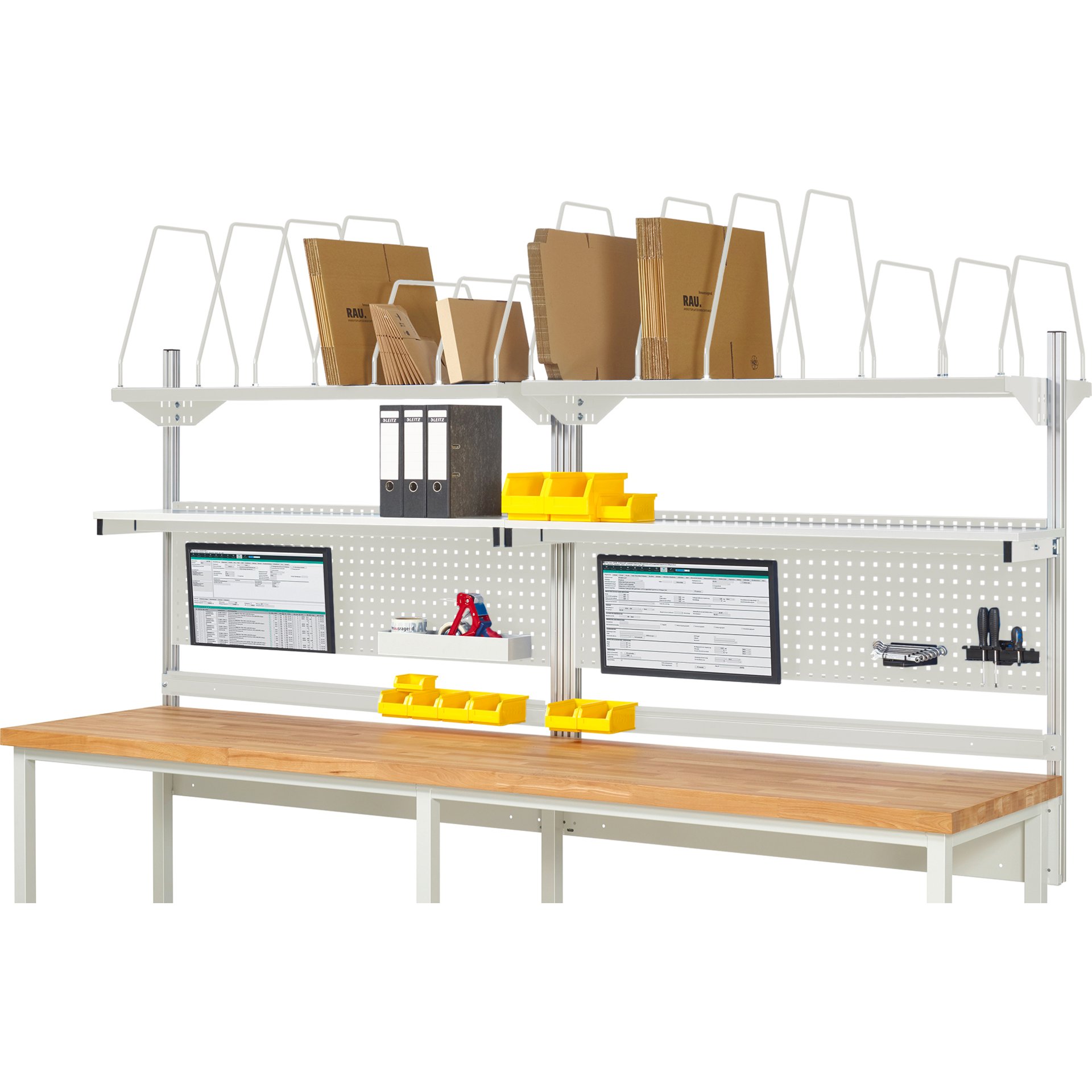 System-Aufbau - Komplettset 03, für Produktbreite 3000 mm, RAL7035/RAL7035