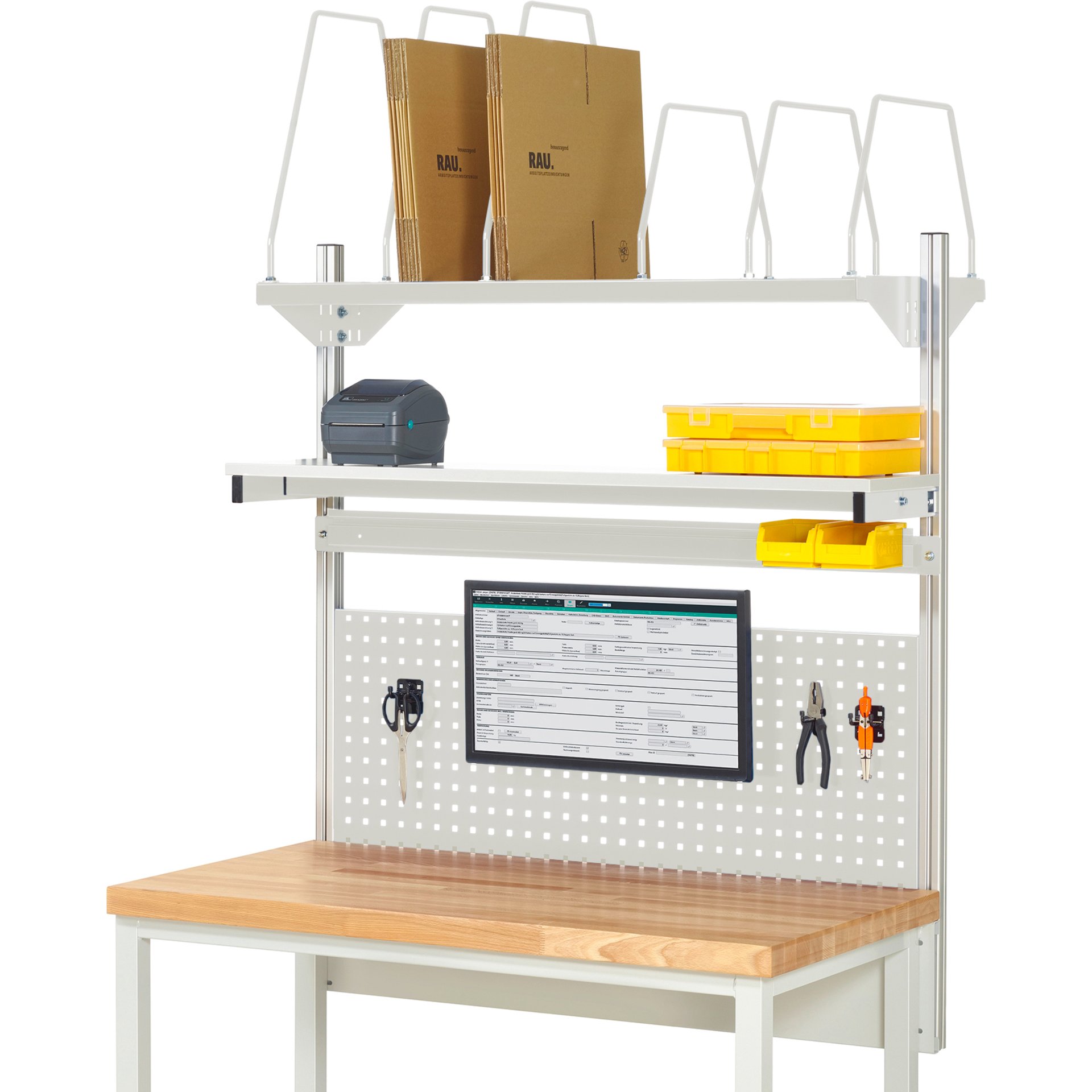 System-Aufbau - Komplettset 03, für Produktbreite 1250 mm, RAL7035/RAL7035