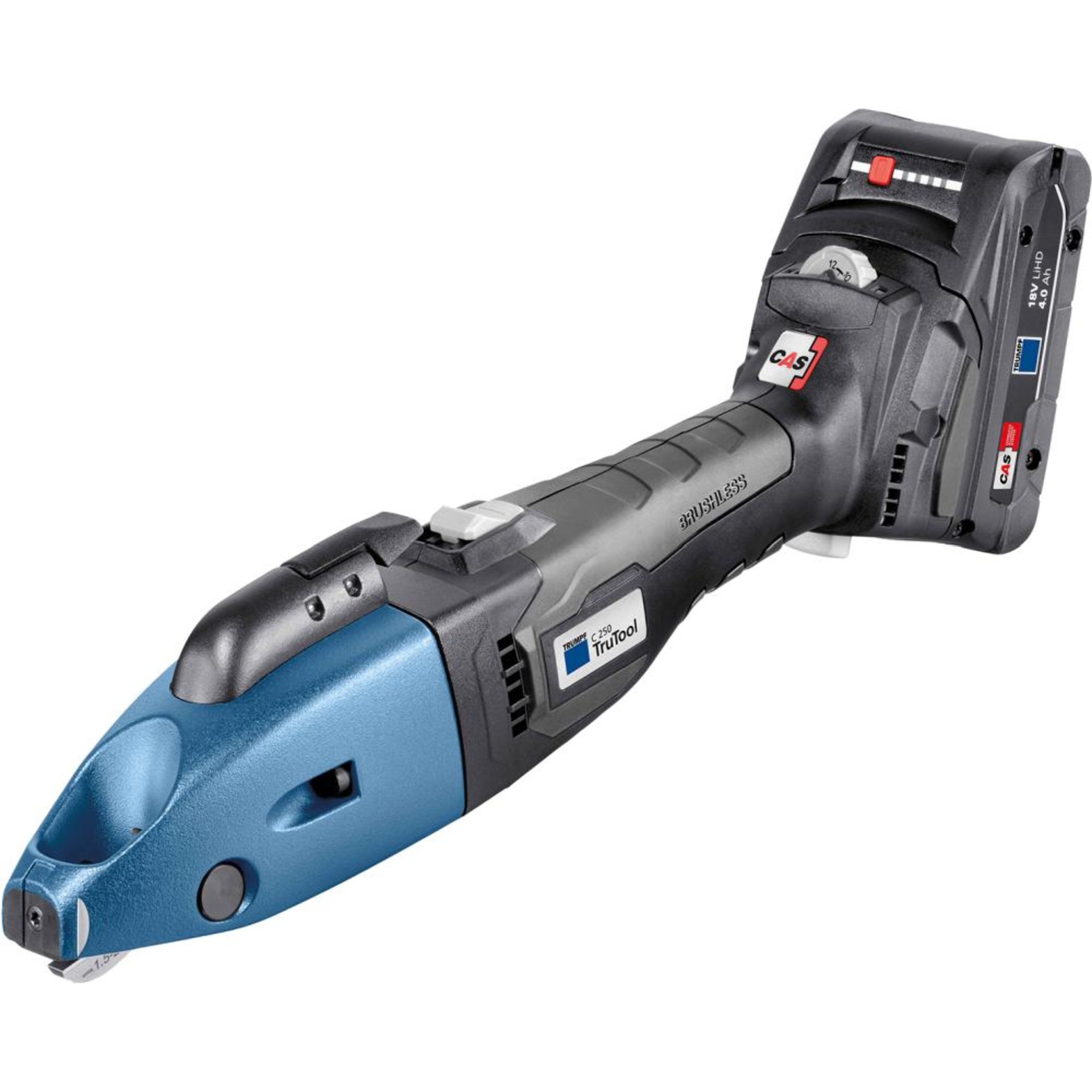 Akku Schlitzschere TruTool C 250 m Spanabtr.2x18,0V 4,0 Ah Ladegerät Trumpf-Box