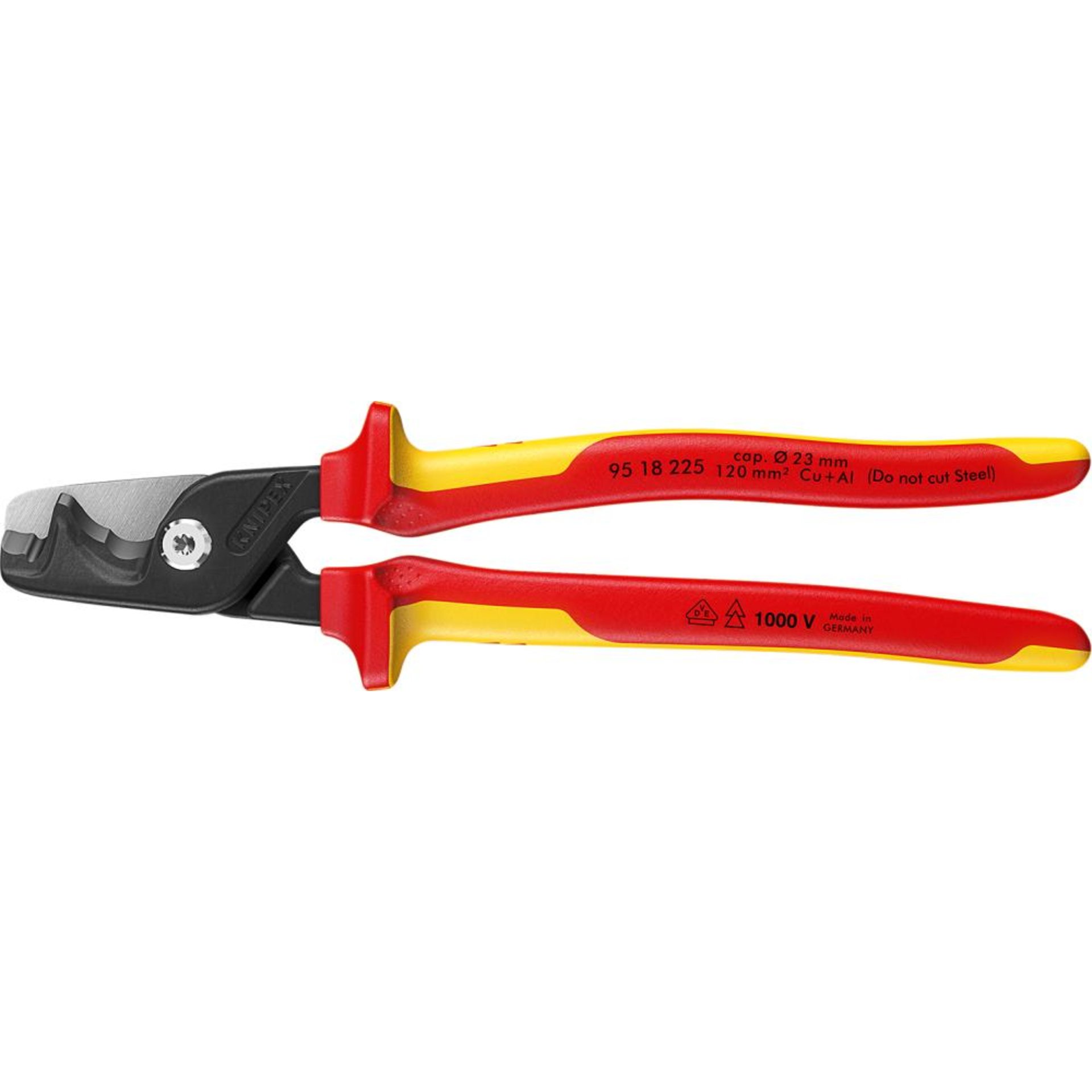 Kabelschere VDE mit Mehrkomponenten-Griffen 225mm schlanke Kopfform KNIPEX