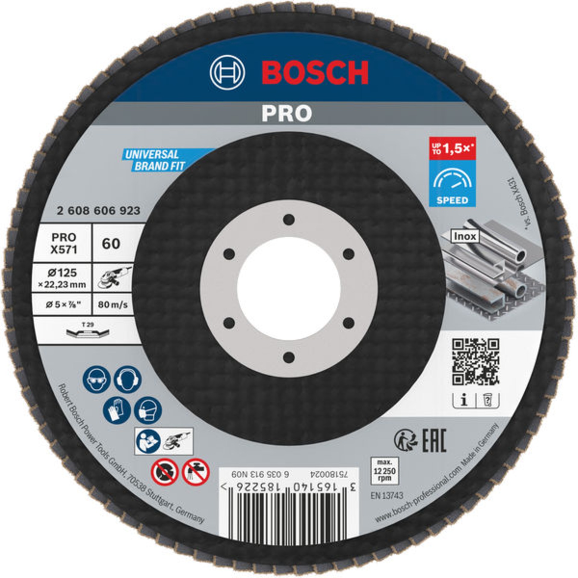 PRO X571 Fächerschleifscheibe, abgewinkelt, 125 mm, K60
