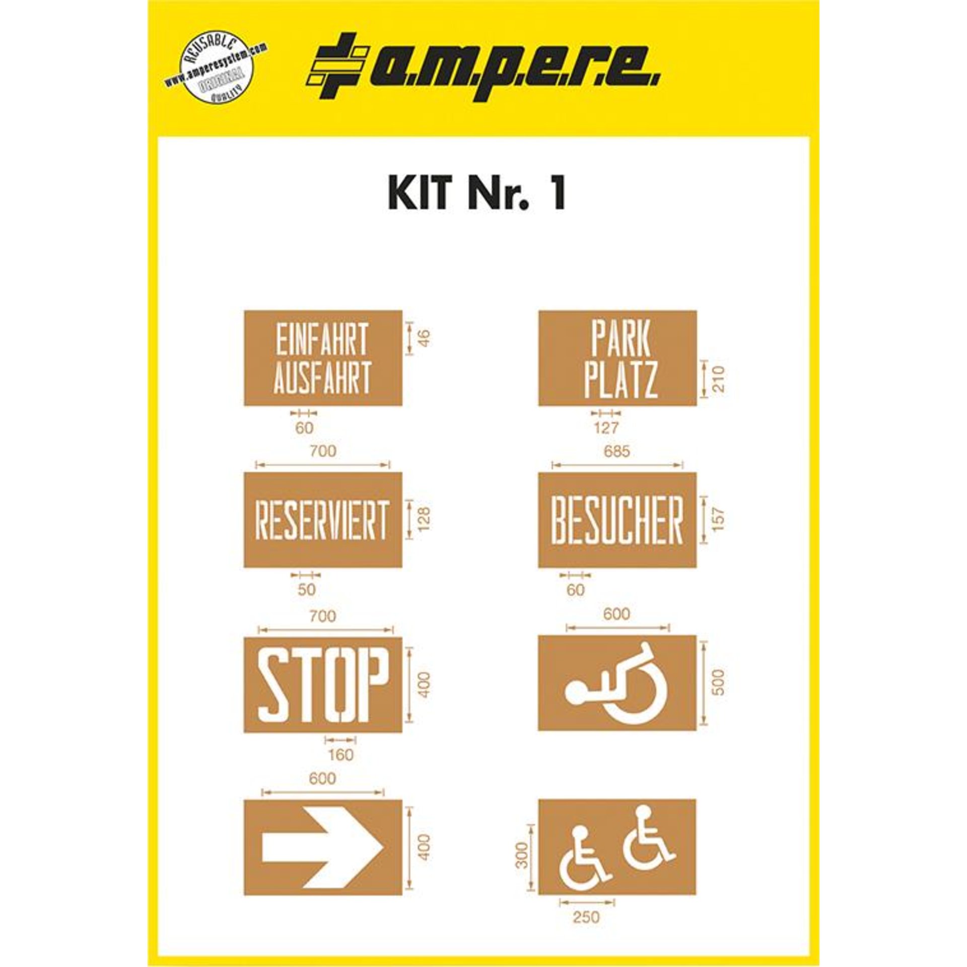 Schablonenset Schablonen KIT Parken a.m.p.e.r.e.