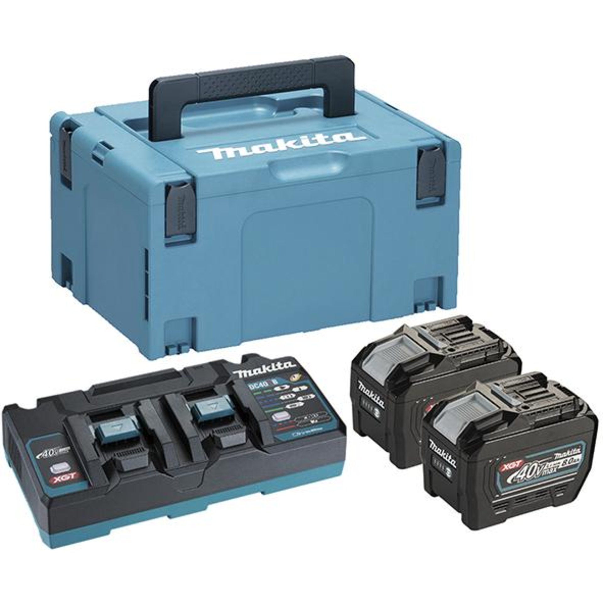 Akku-Starter-Set XGT 40V 8Ah Makita 2x40,0V 8,0 Ah Ladegerät DC40RB MAKPAC