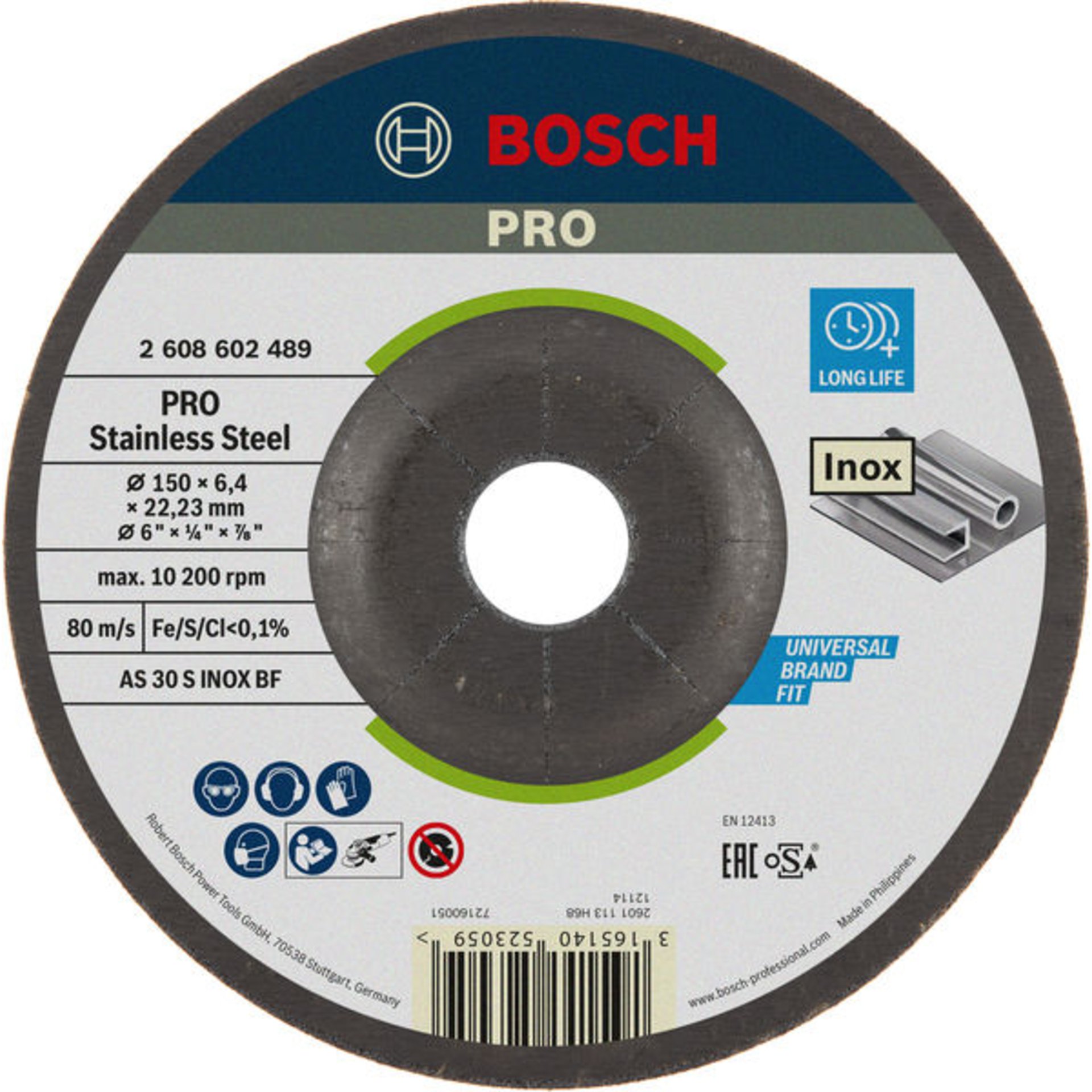 PRO Stainless Steel Schruppscheibe, 150 x 6 x 22,23 mm