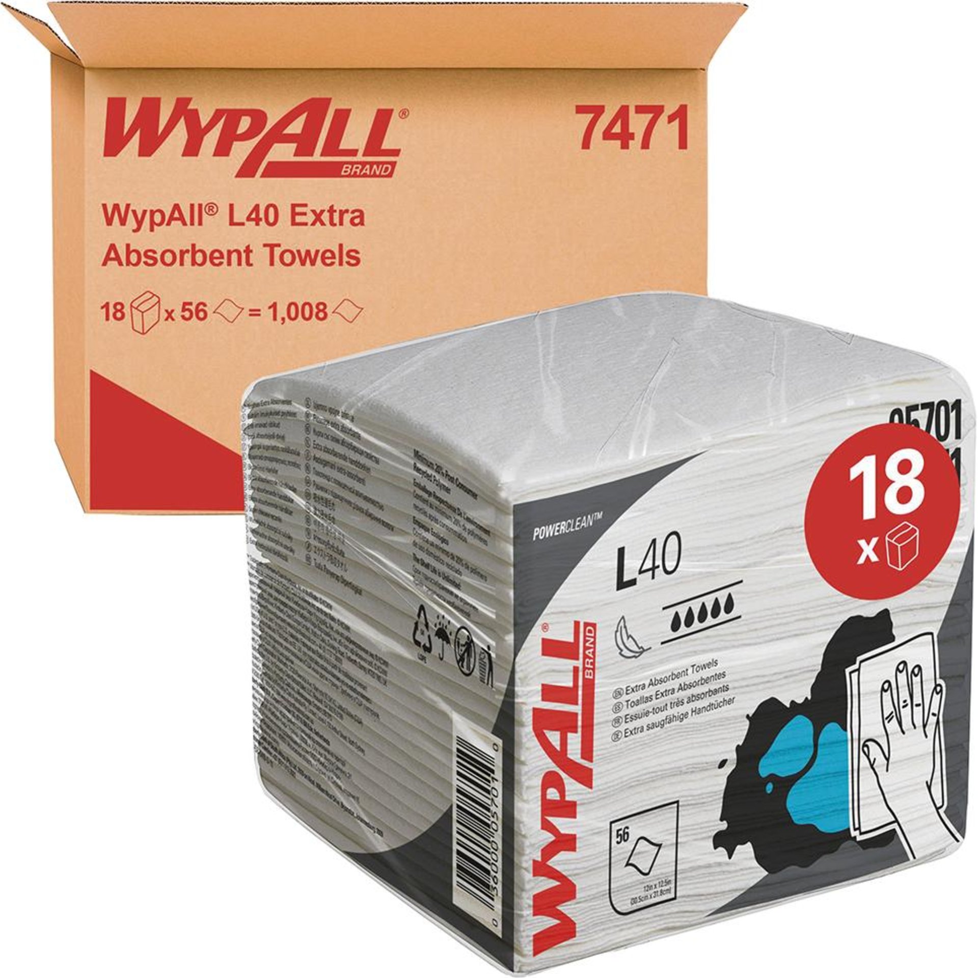 Wischtuch WYPALL L 40 7471 weiß L305xB318mm ,viertelgefaltet