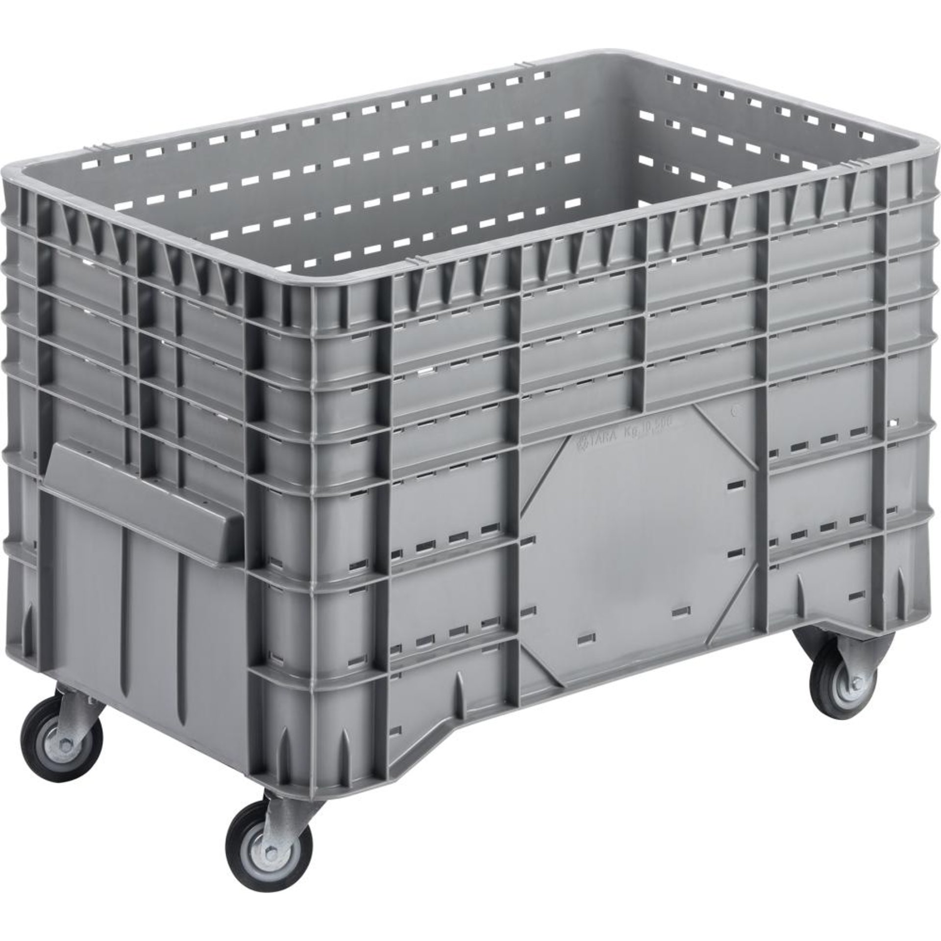 Großbehälter PE fahrbar B1020xT640xH700 mm grau Volumen 300 l VE2 Boden/Wände durchbrochen