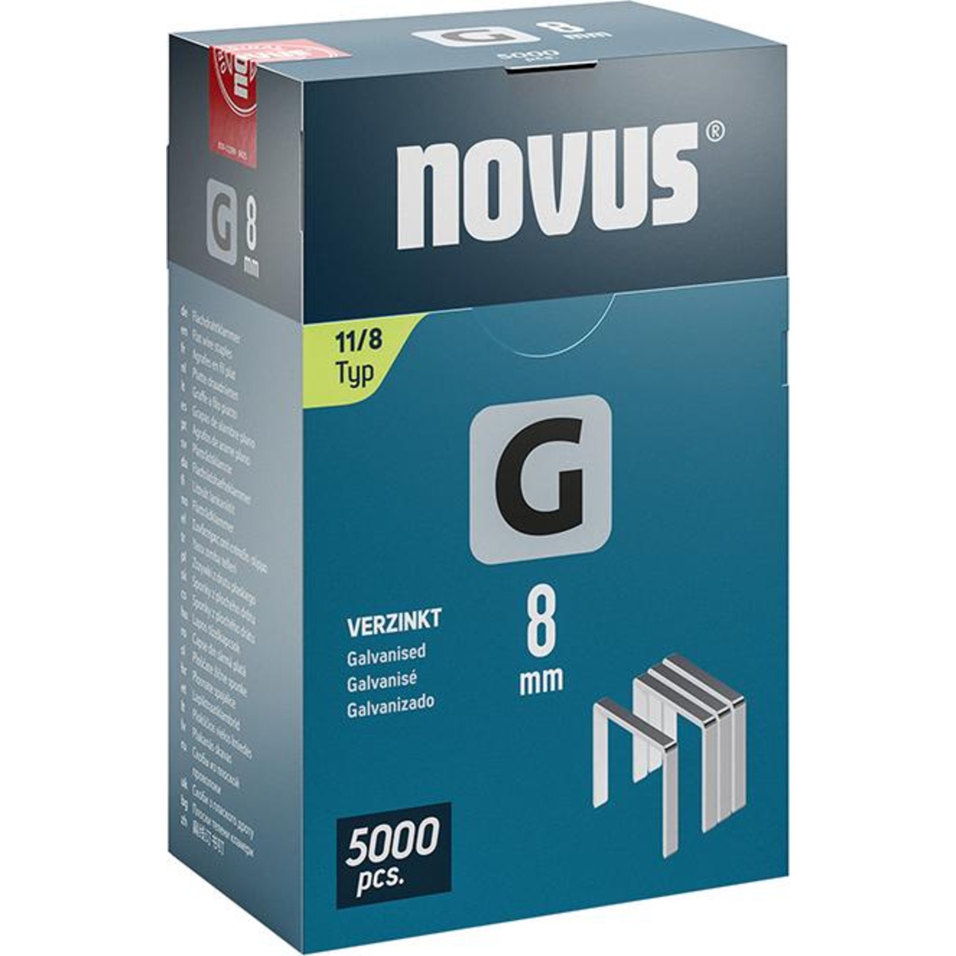 Flachdrahtklammer G Typ 11/8 mm ST Klapp-FS Novus VE à 5000 Stück
