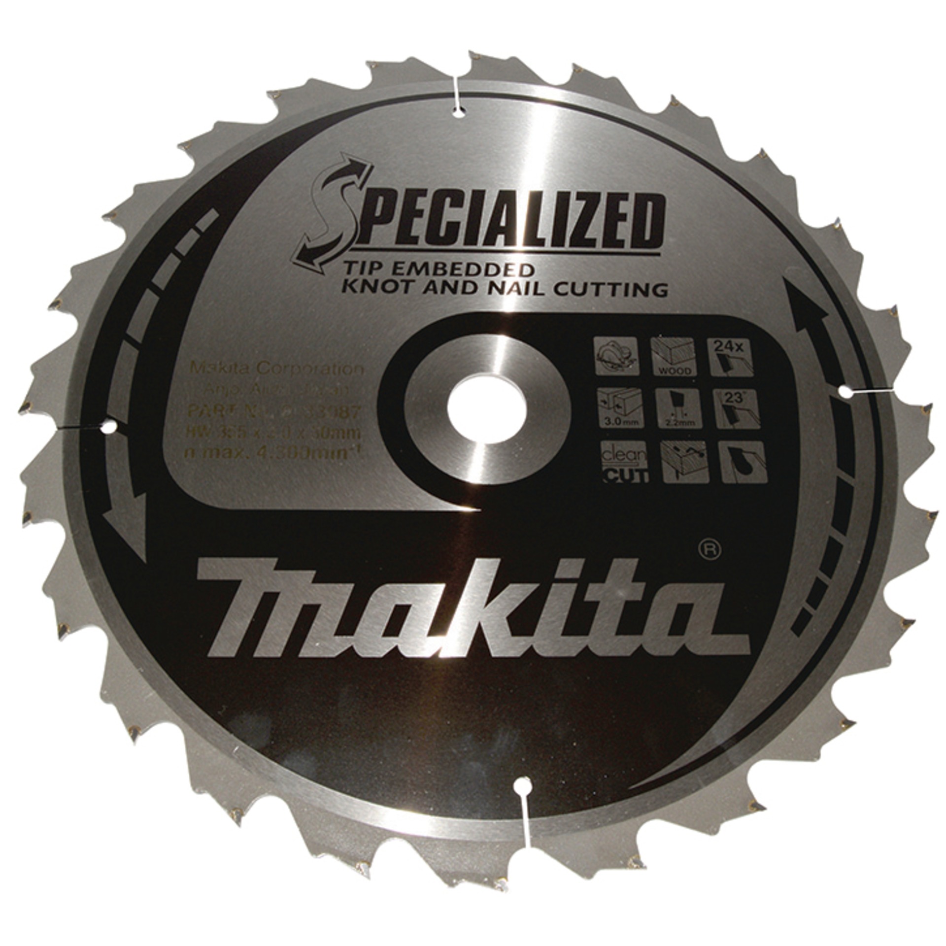 Kreissägeblatt 355x30x24Z Specialized Holz mit Nagelrückständen