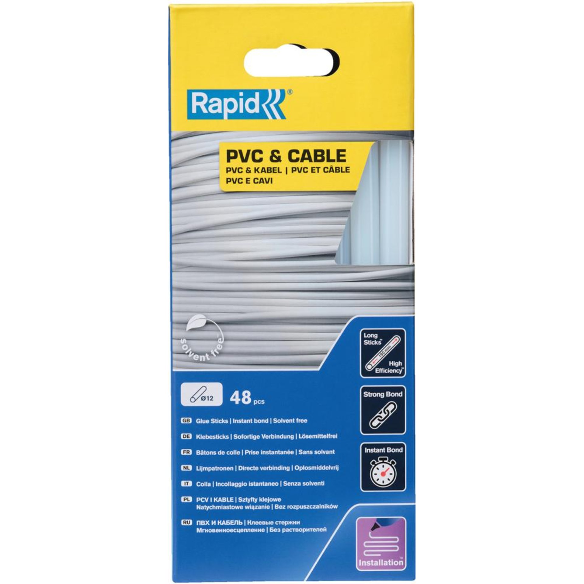 Klebesticks PVC/Kabel Ø 12 x 190 mm 48 Stk. Karton Rapid