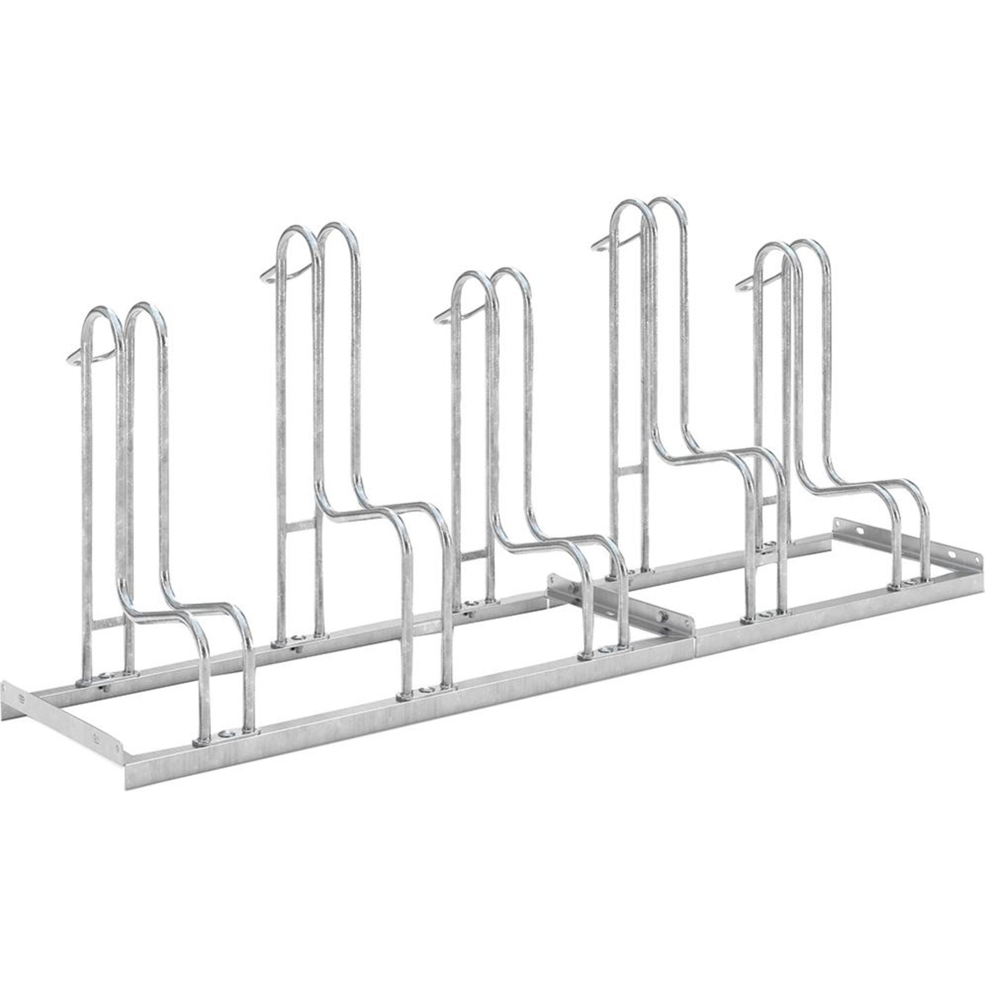 Fahrrad-Standparker einseitig, verzinkt L 1750 mm, 5 Plätze