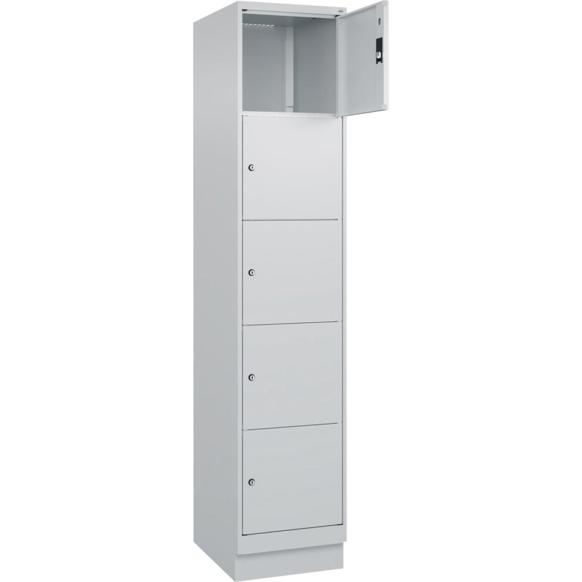 Fächerschrank CLASSIC B400xT500xH1950 mm RAL 7035/7035, 1x5 Fächermit 100 mm hohem Sockel